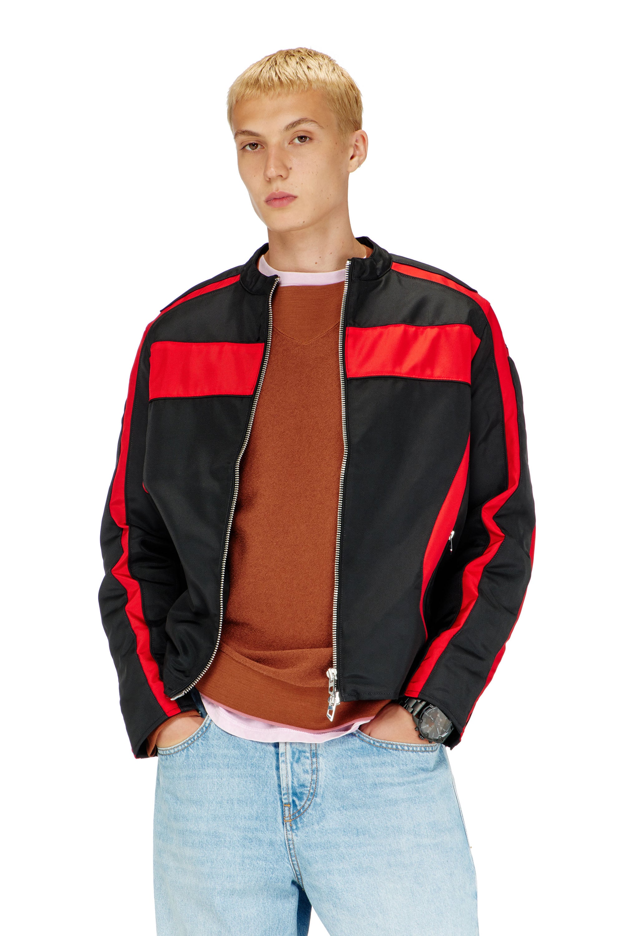 Diesel - J-ADAM-PDAI, Giacca biker color block in canvas Uomo in Multicolor - 1