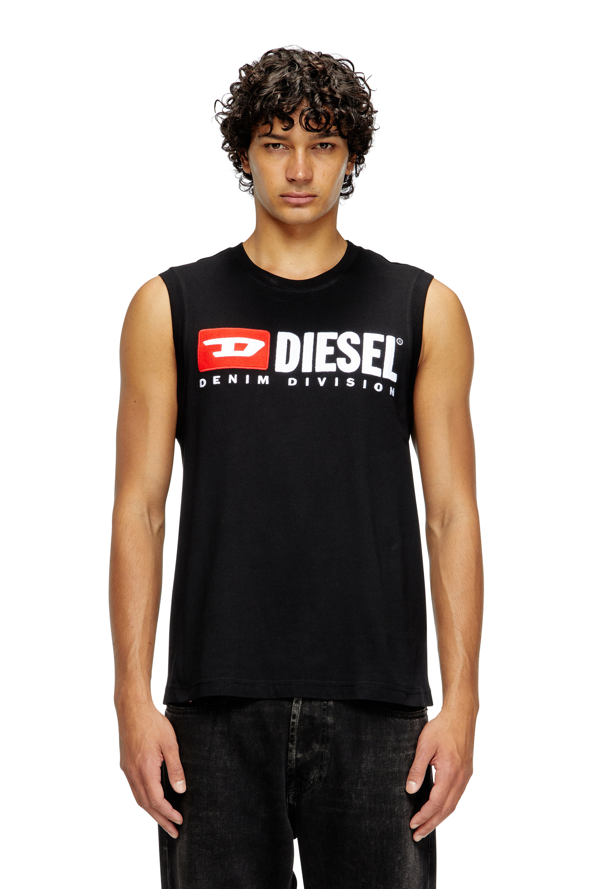Diesel - T-ISCO-DIV, Herren Tanktop mit Logo-Print vorn in Schwarz - 1