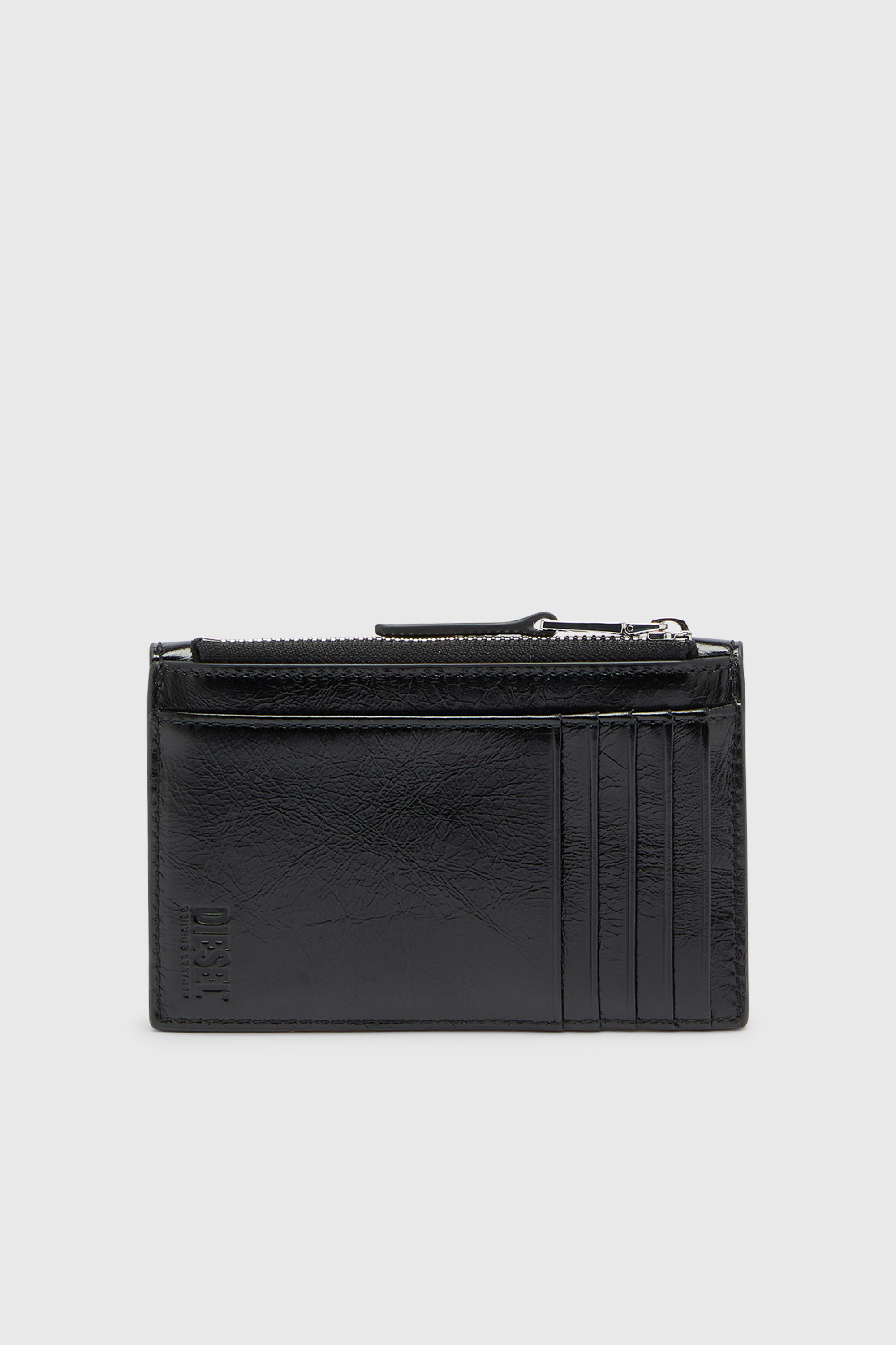 Diesel - D-ENVELOP CARD HOLDER, Porta carte stile busta in pelle lucida effetto stropicciato Donna in Nero - 2