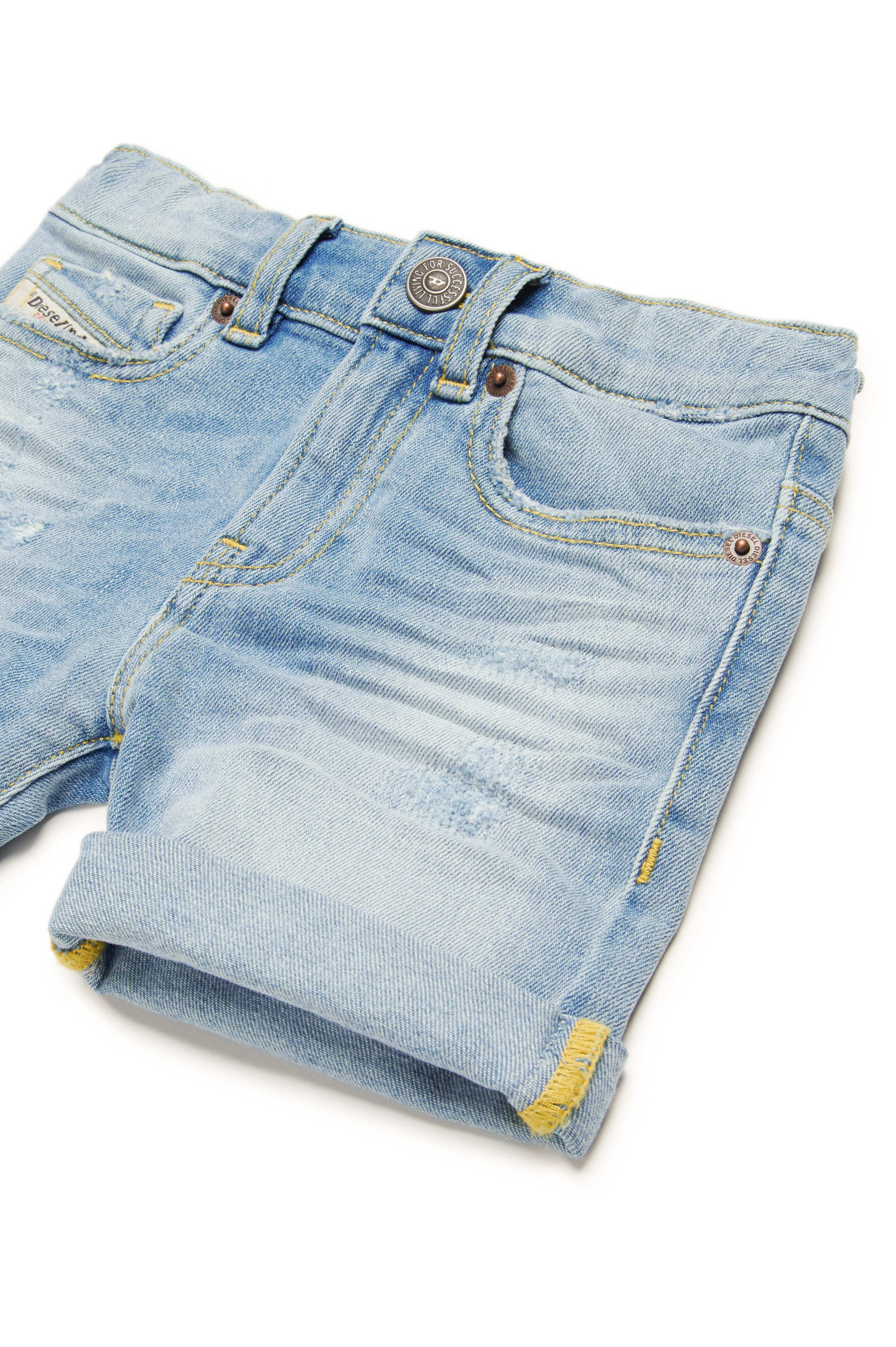 Diesel - PGALLYB, Short en denim effet vieilli Mixte in Bleu - 3