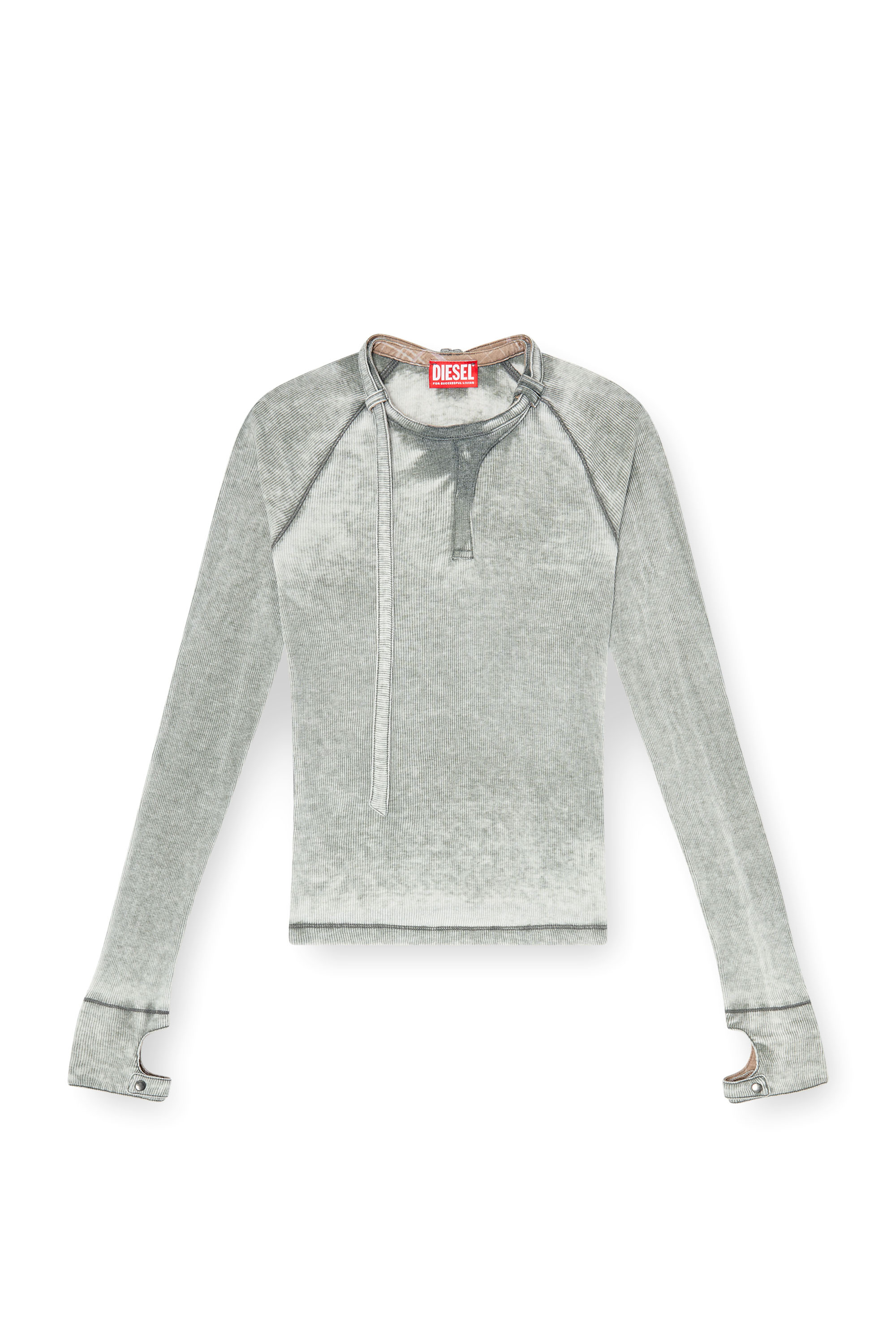 Diesel - T-ECLA, Haut en jersey c&ocirc;tel&eacute; avec sangle de cou style biker Femme in ToBeDefined - 3