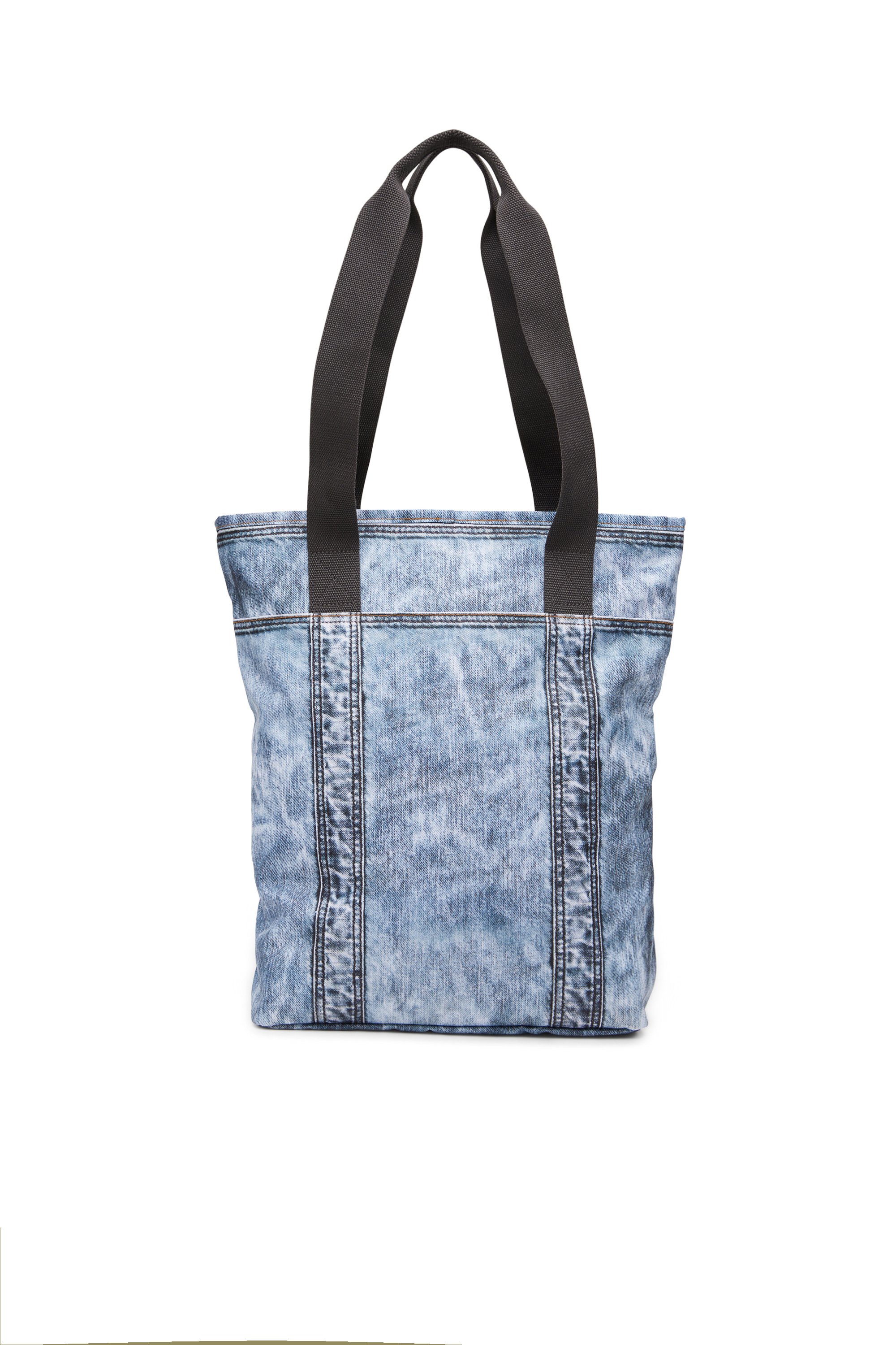 Diesel - DIESEL TOTE, Tote bag in denim trompe l'oeil Unisex in Blu - 3