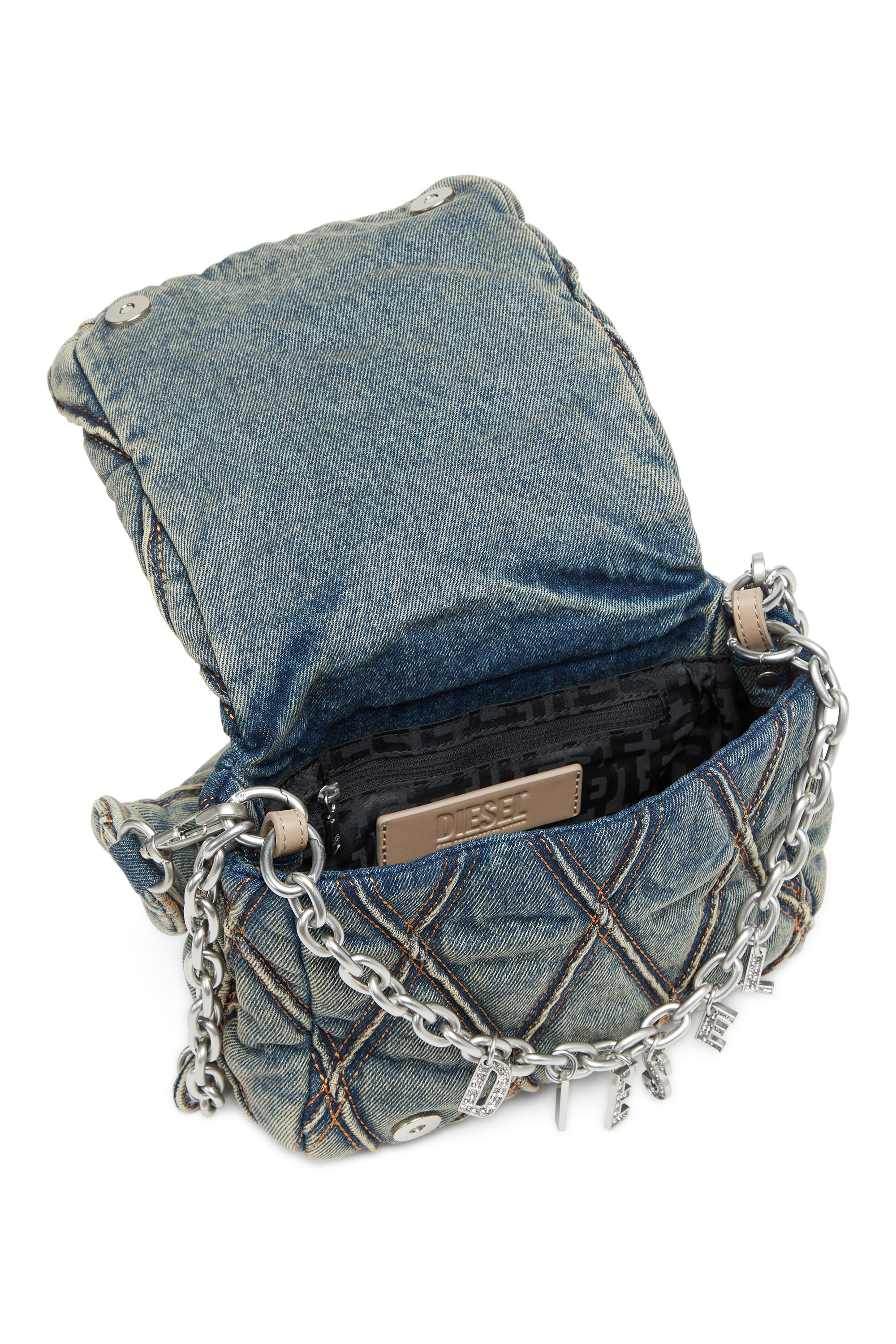 Diesel - CHARM-D SHOULDER S, Woman Charm-D S-Small handbag in quilted denim in Blue - Image 5