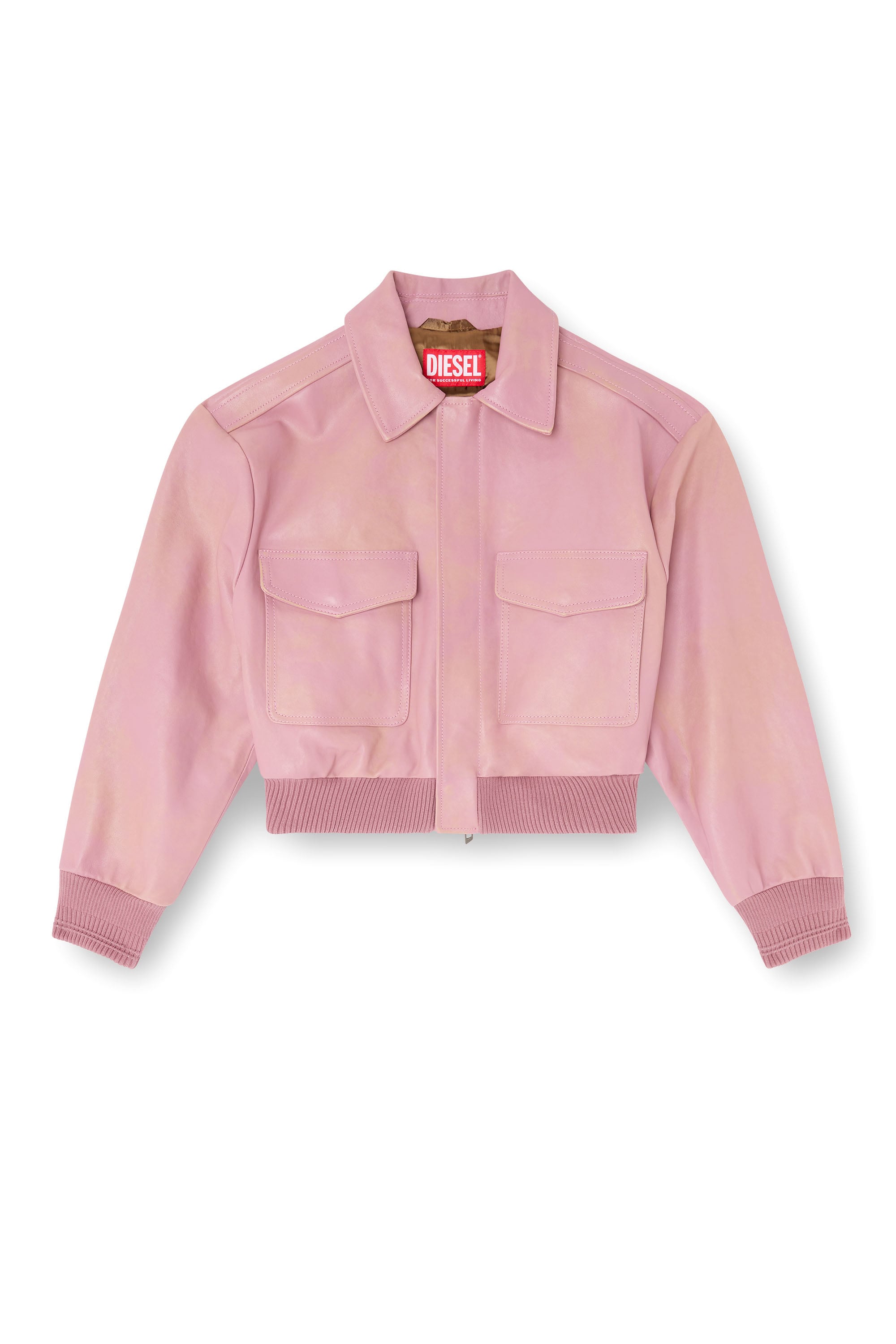 Diesel - L-AVIA, Damen Aviator-Jacke aus behandeltem Leder in Rosa - 4