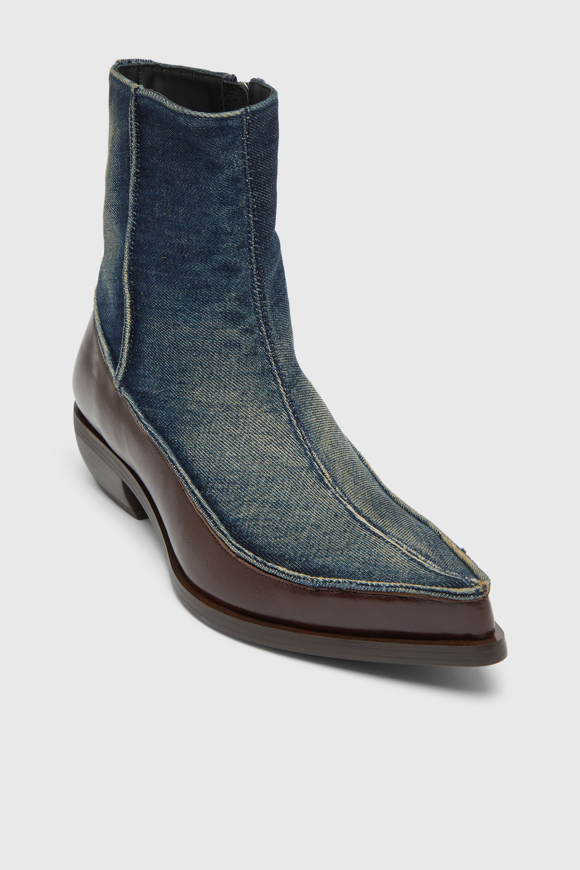 Diesel - D-FRIDO-30-TR, D-Frido-Bottines western en cuir et denim Homme in ToBeDefined - 6