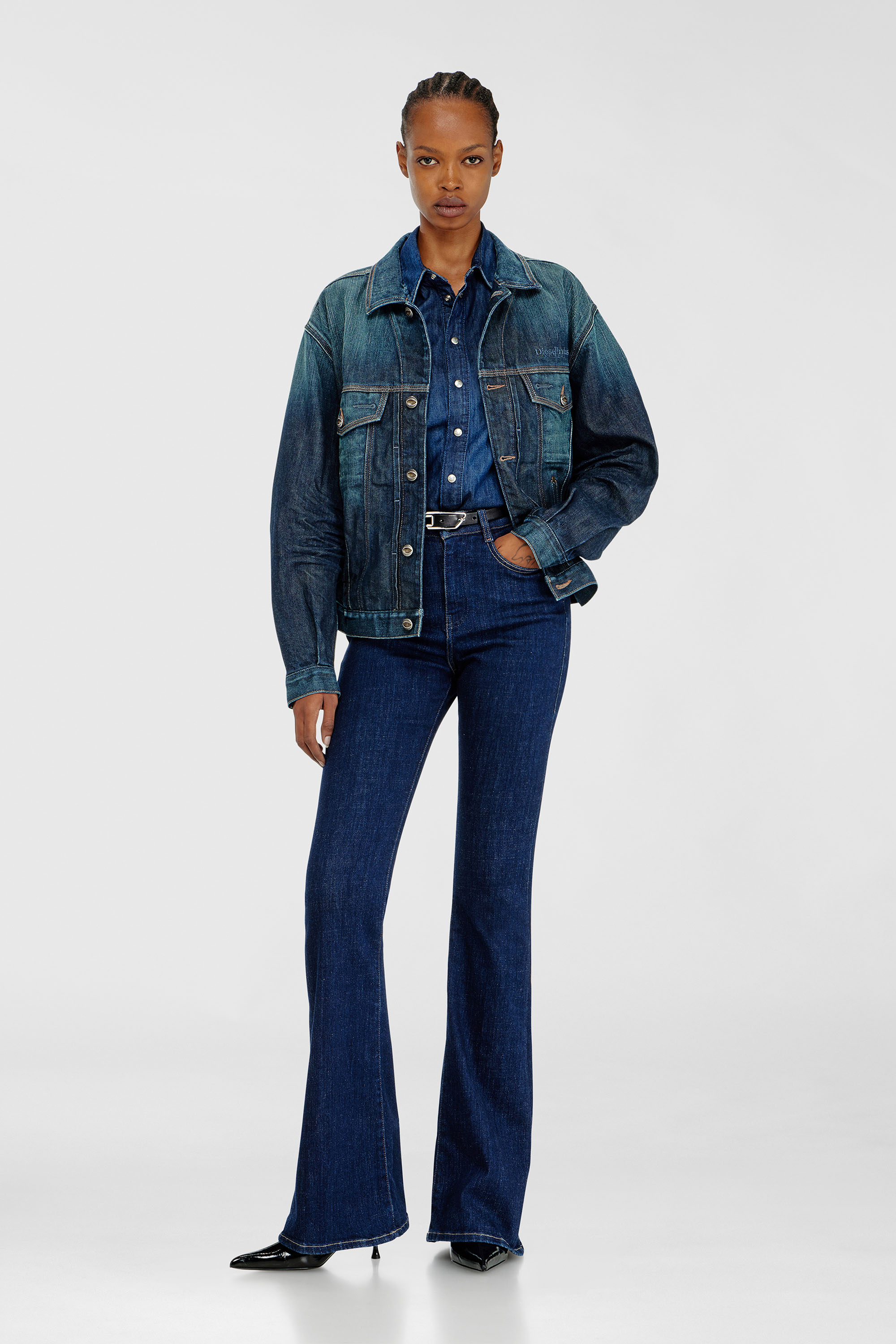 Diesel - D-DENVER-CL, Veste trucker en denim selvedge Mixte in Bleu - 2