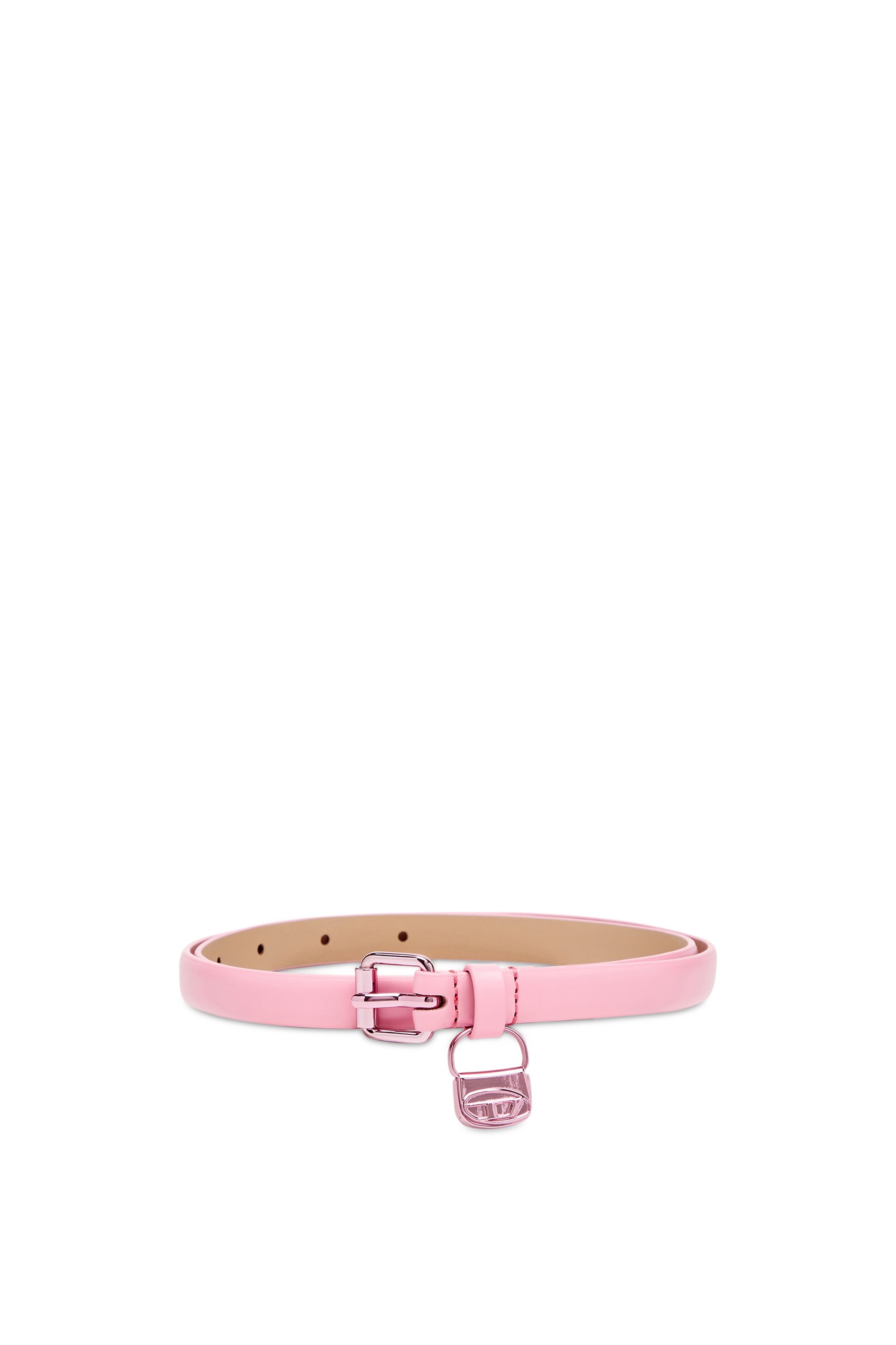 Diesel - B-CHARM HIP, Ceinture slim en cuir avec bijou de sac 1DR Femme in Rose - 1