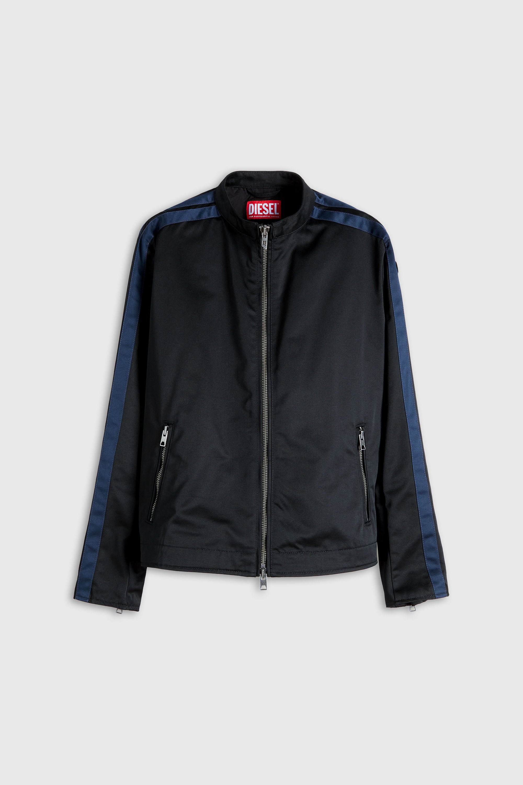 Diesel - J-NAEL, Blouson biker sportif en coton technique m&eacute;lang&eacute; Homme in Polychrome - 2