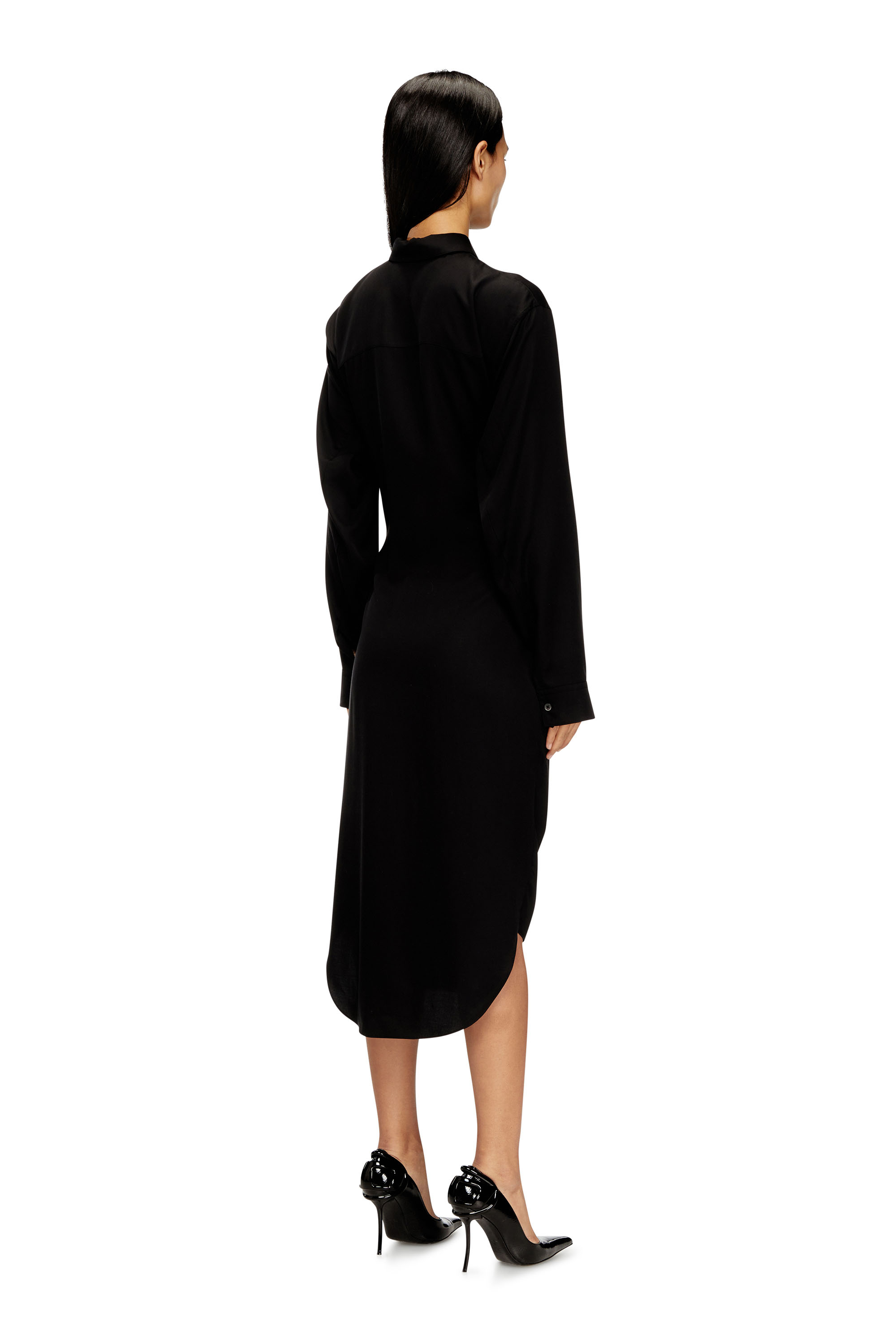 Diesel - D-ILETTA-S1, Damen Midikleid mit verdrehtem Detail in Schwarz - 4