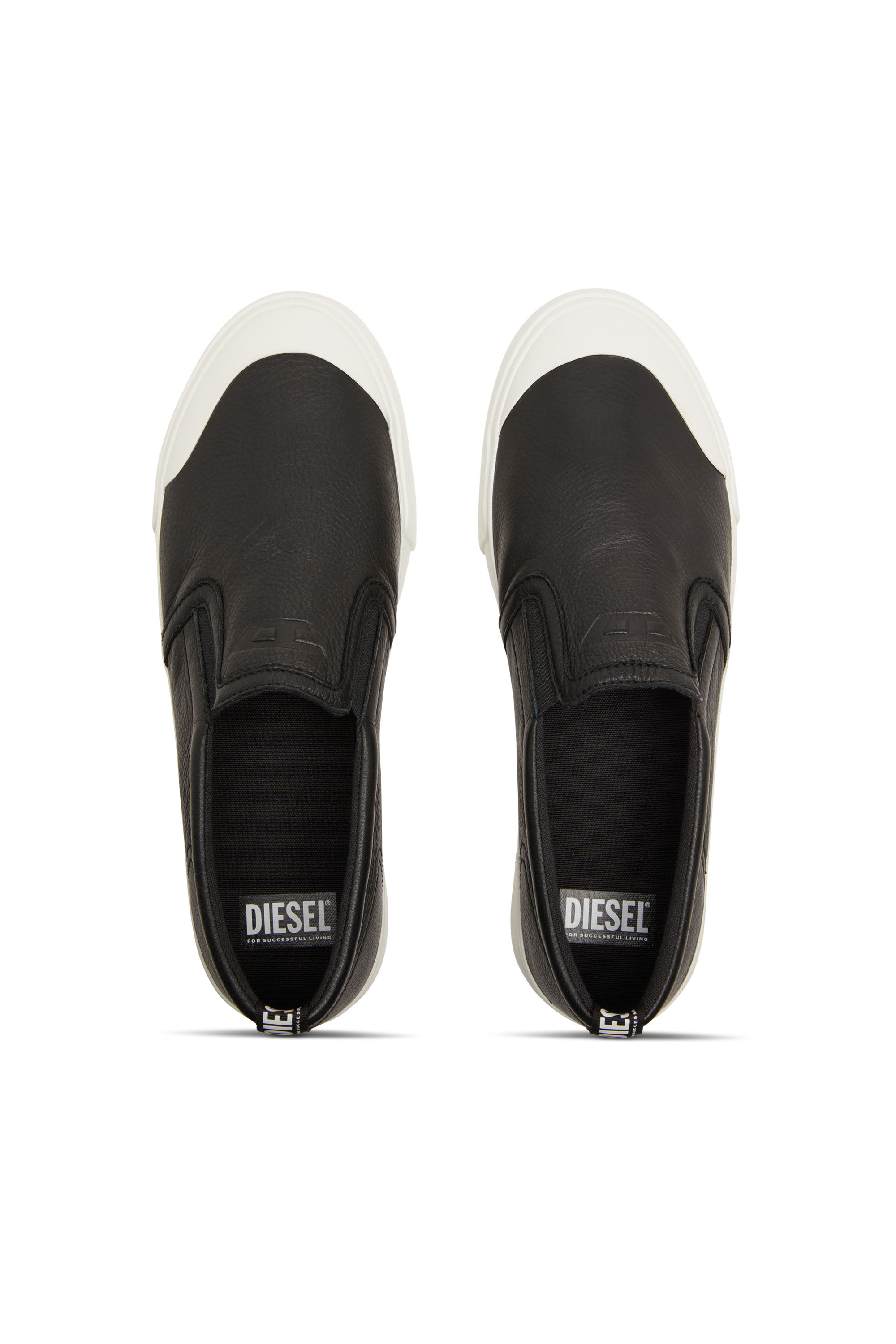 Diesel - S-ATHOS SLIP ON, Homme S-Athos-Sneakers à enfiler en cuir uni in Noir - Image 5