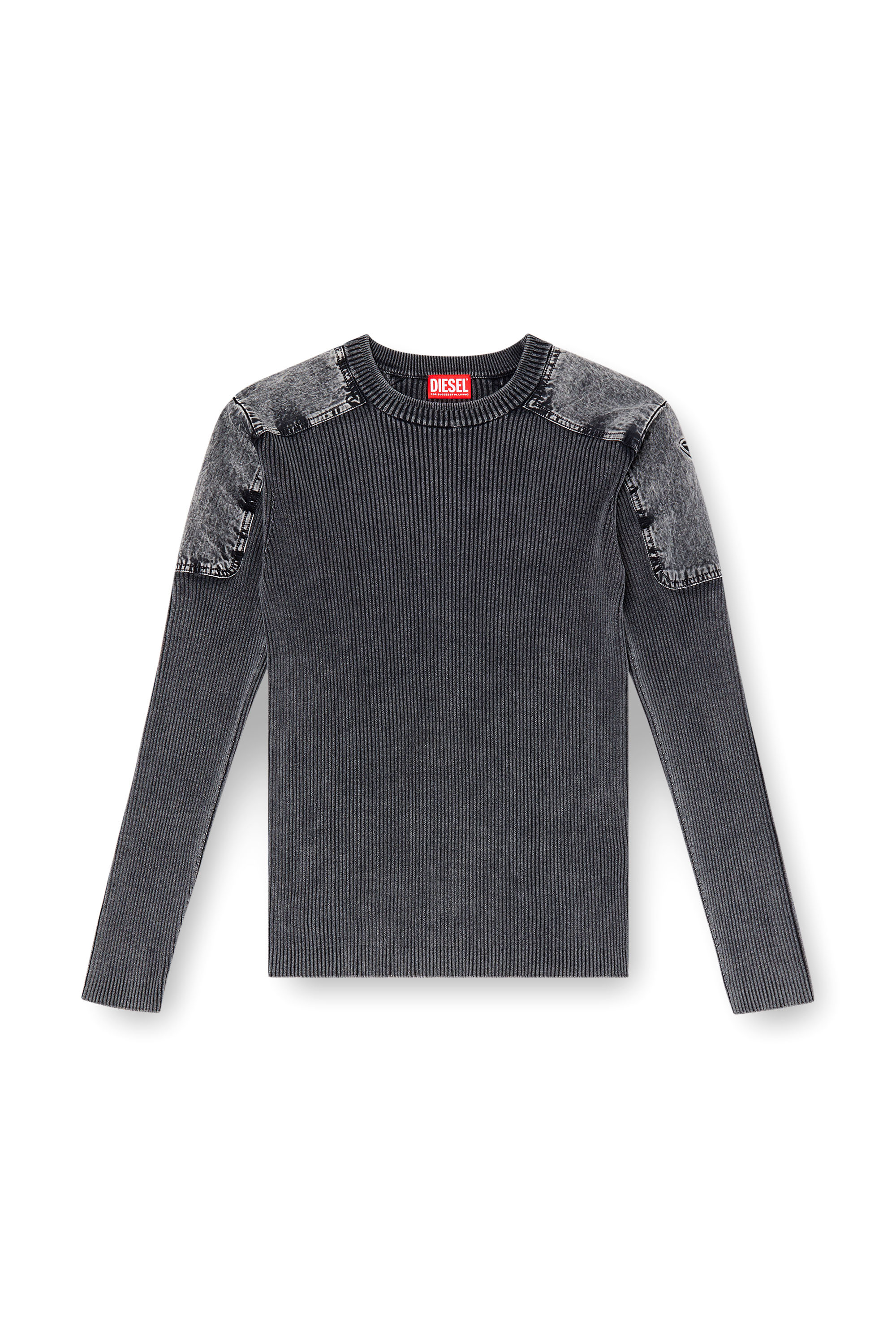 Diesel - K-MARTIN, Maglia con spalle a contrasto Uomo in Grigio - 3