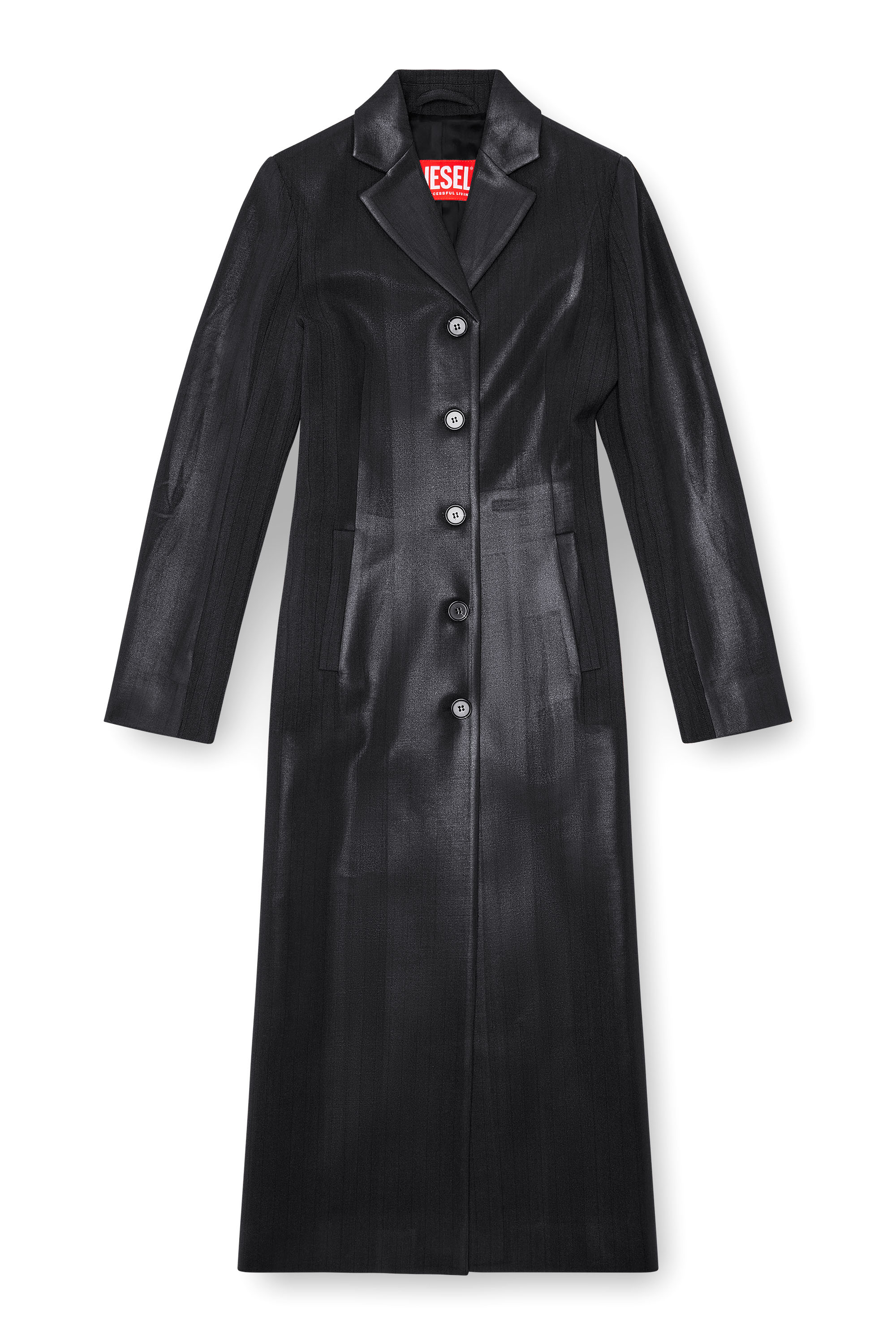 Diesel - G-LAMOUR, Damen Nadelstreifen-Jacke mit beschichteter Vorderseite in Schwarz - Image 3