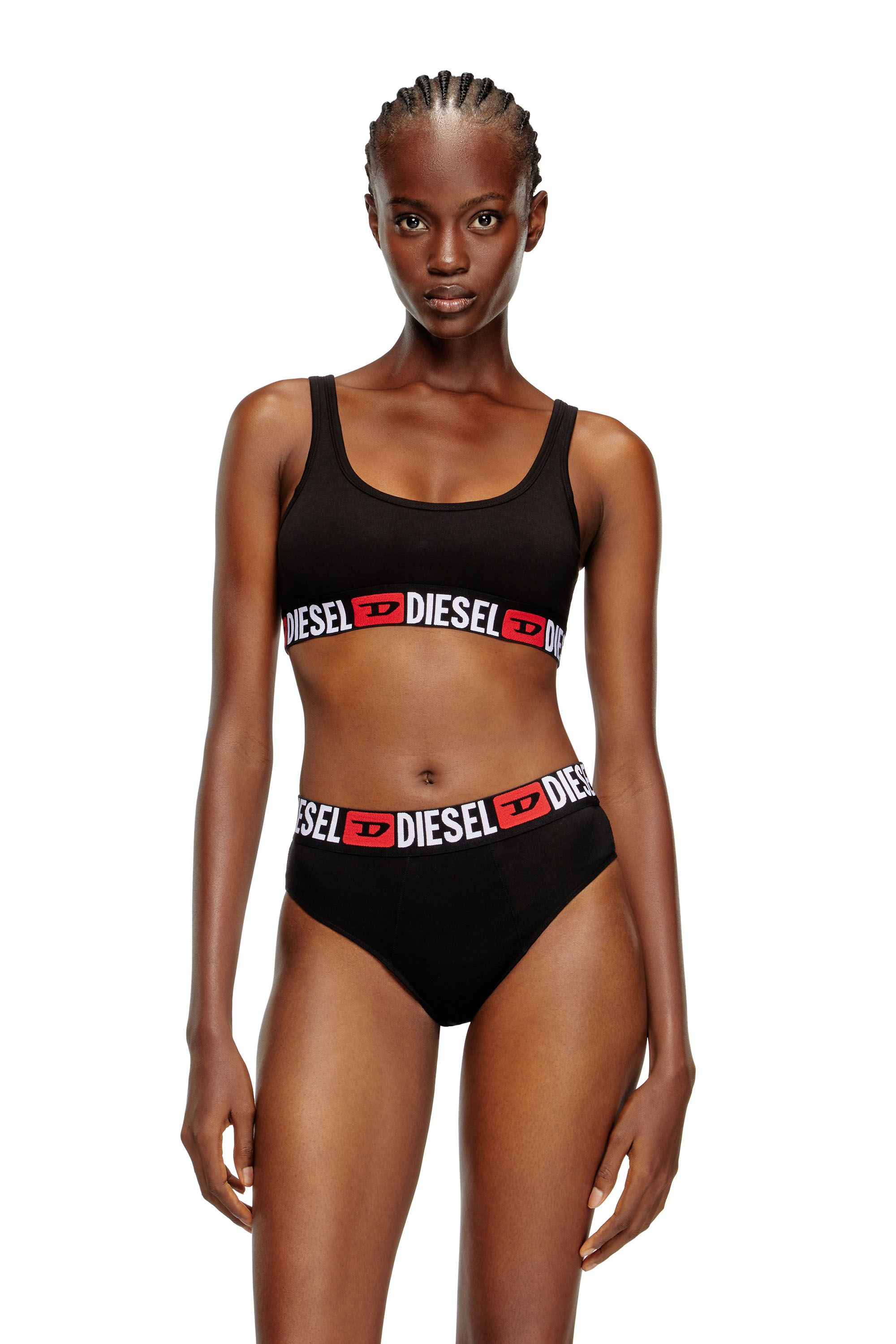Diesel - UFSB-ORIBA, Bralette con fascia logata Donna in Nero - 3