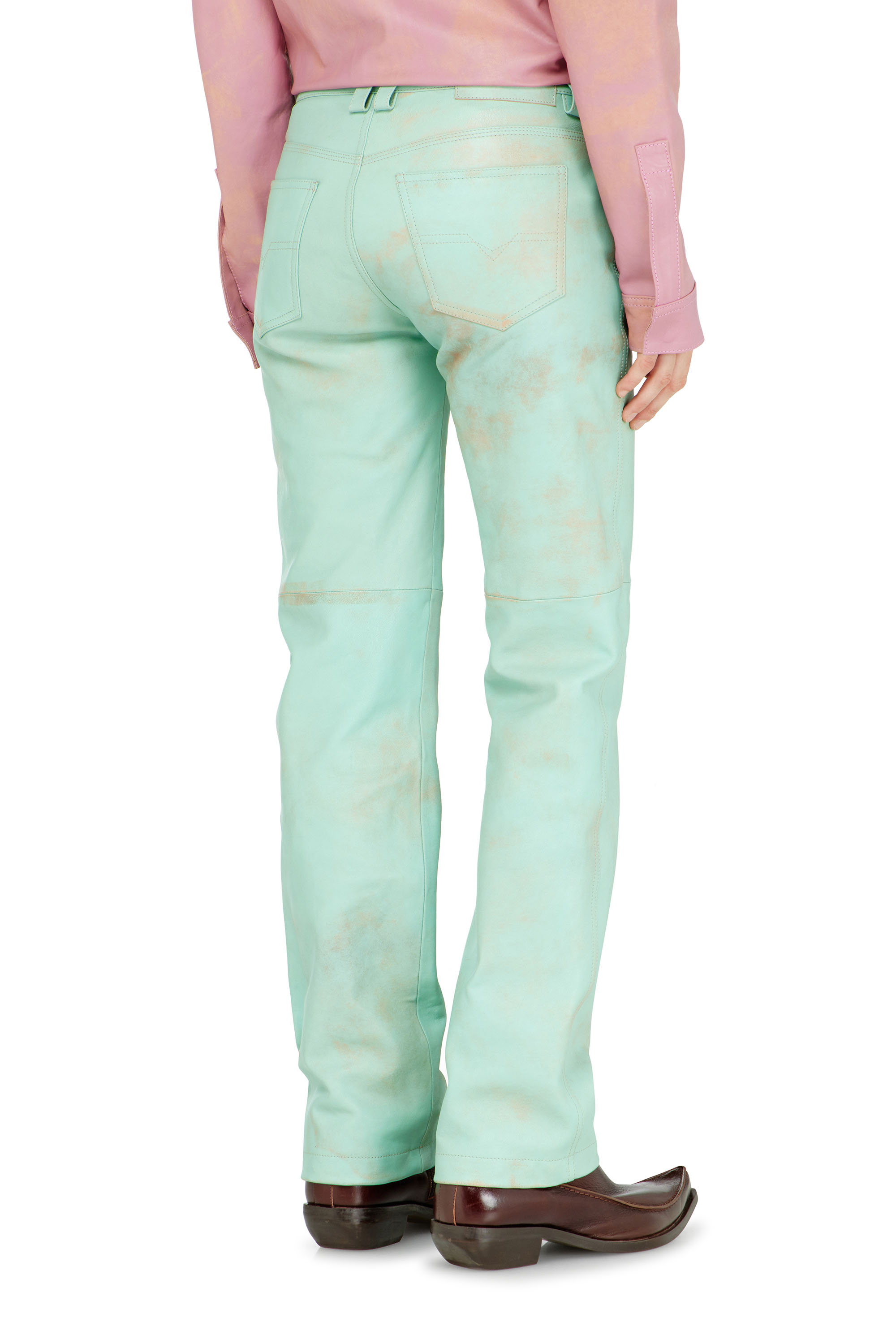 Diesel - L-POCKA, Damen Hose aus behandeltem Leder in null - 3