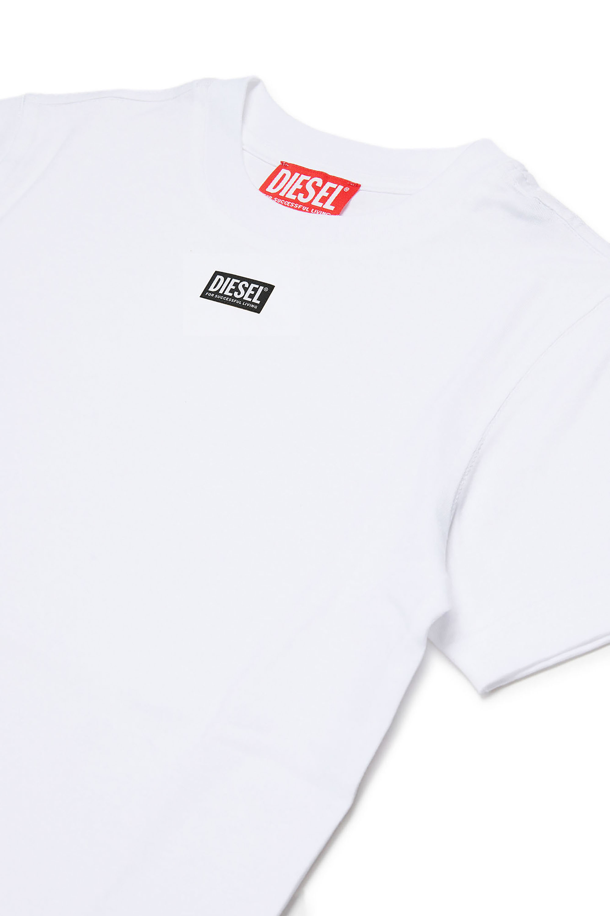 Diesel - TJUSTR7, T-shirt en coton avec petit logo Biscotto Homme in Blanc - 3