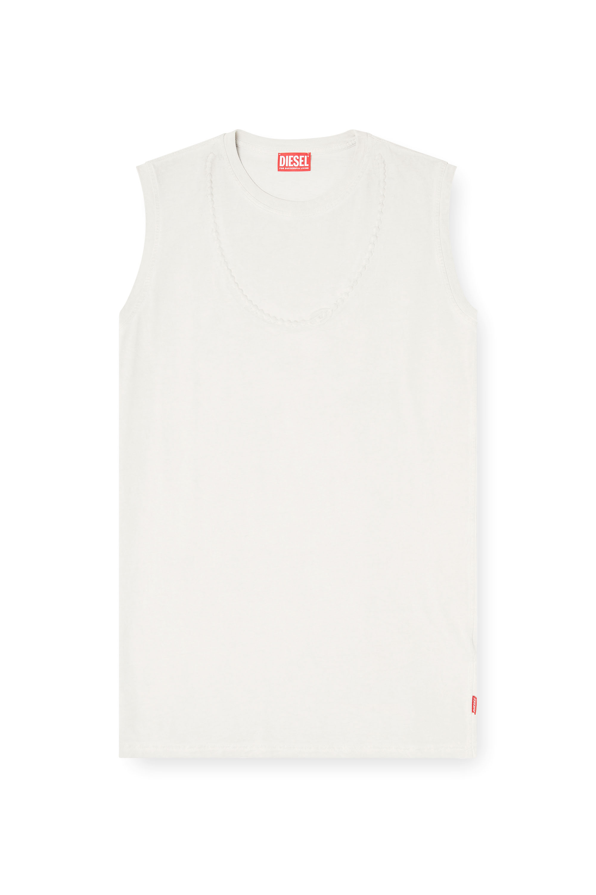 Diesel - D-EMB, Vestito corto in cotone con catena in rilievo Donna in Bianco - 1