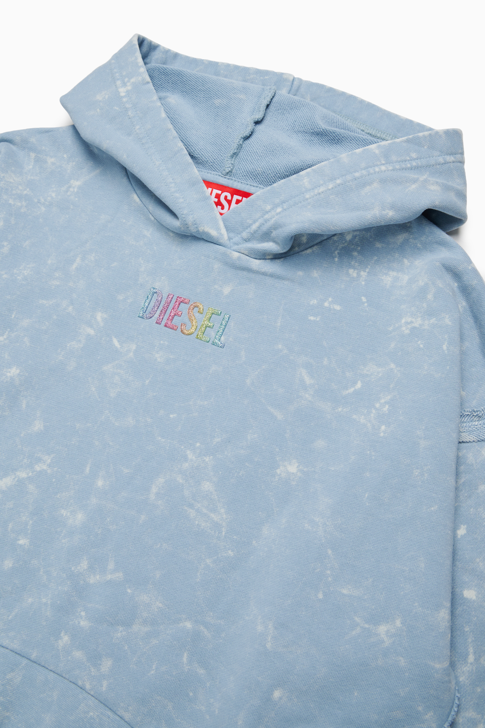 Diesel - SLOXY, Woman's Tie-dye-effect hoodie with rainbow logo in Light Blue - 3