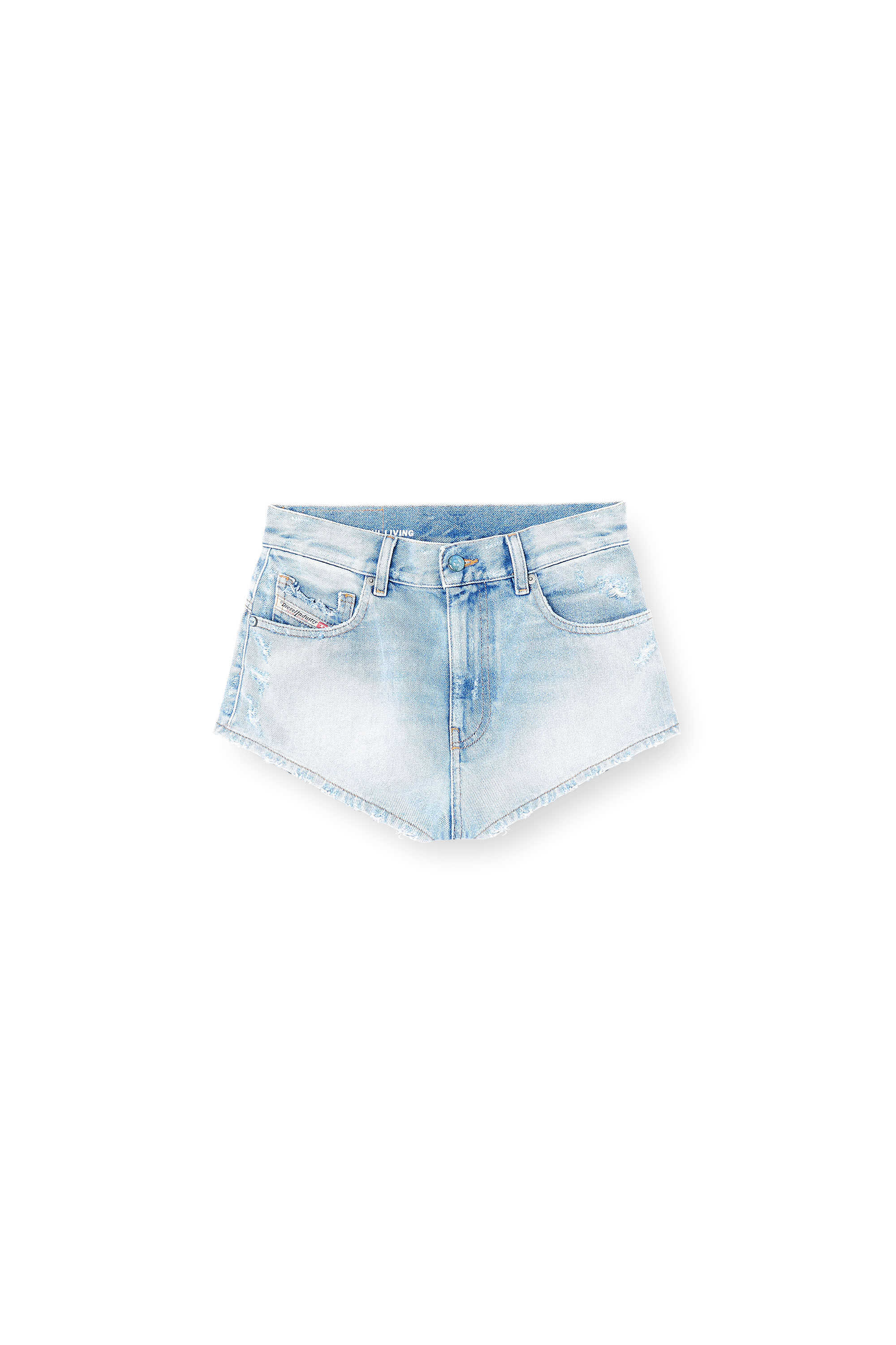 Diesel - DE-LUNAR, Damen Denimshorts mit ausgefransten S&auml;umen in Hellblau - 3