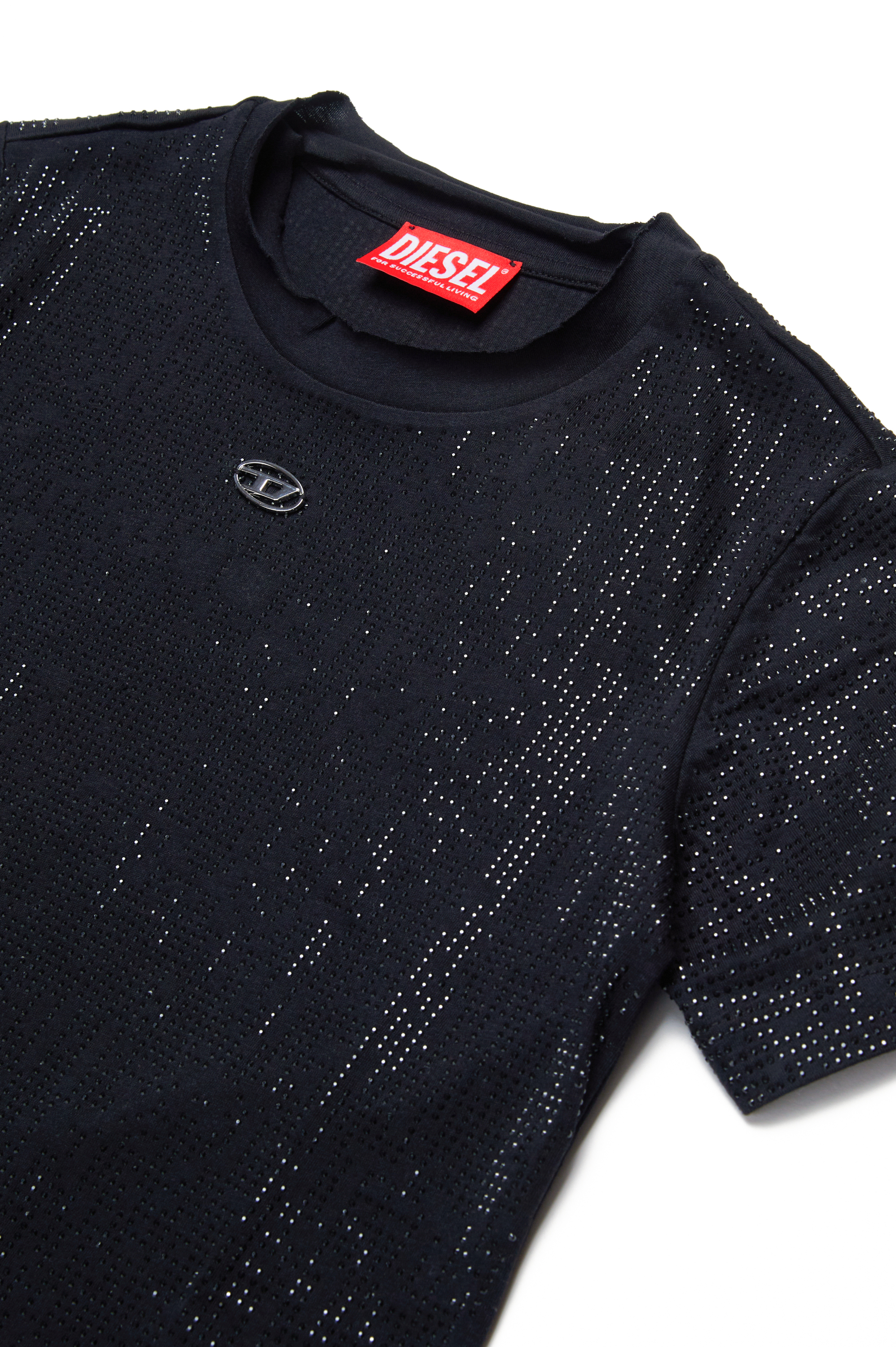 Diesel - TYFRY, Damen T-Shirt aus Baumwolle mit Micro-Strasssteinen in Schwarz - Image 3