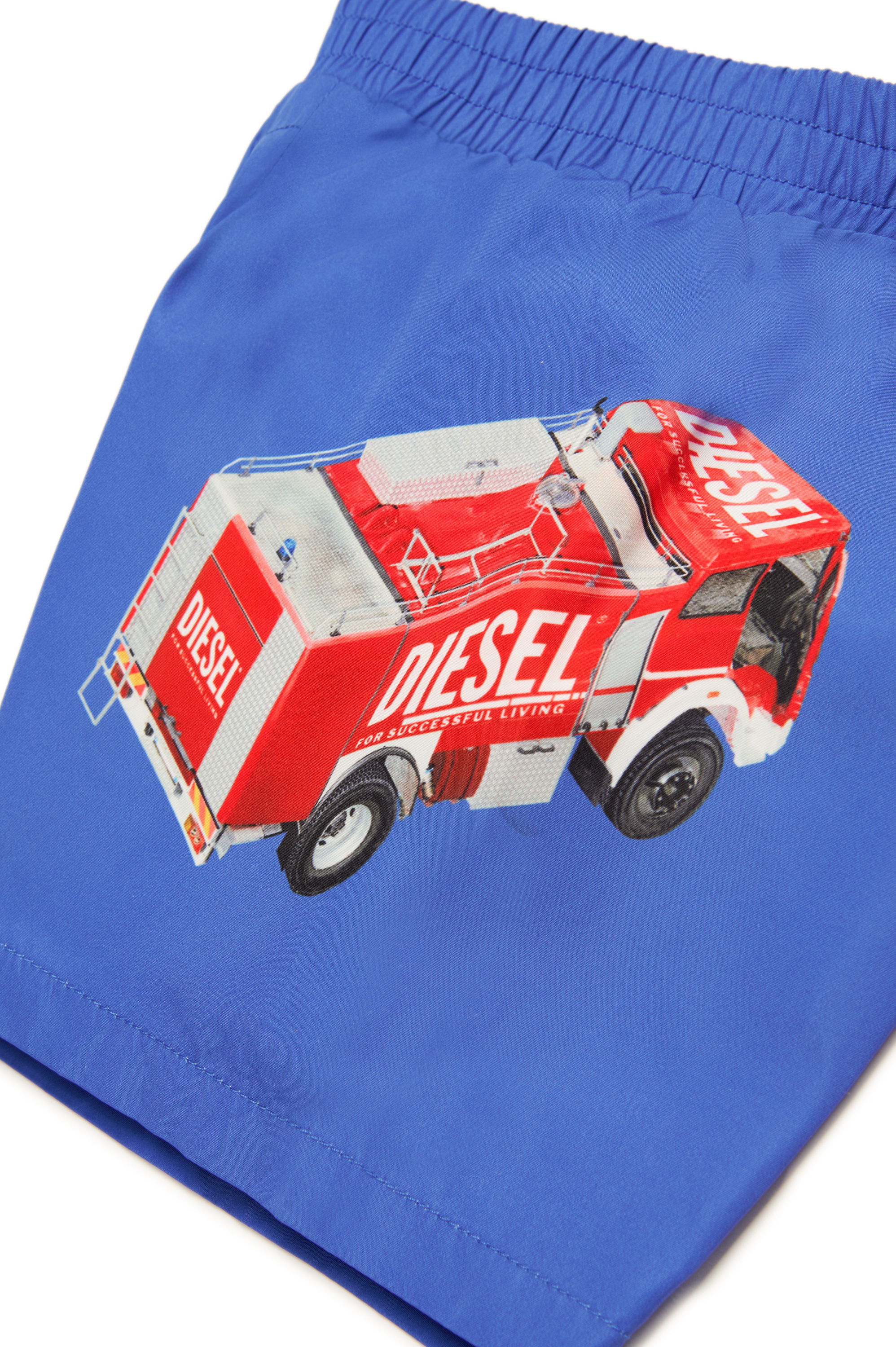 Diesel - MIPERRIB, Short de bain avec imprimé camion de pompiers Homme in Bleu - 4