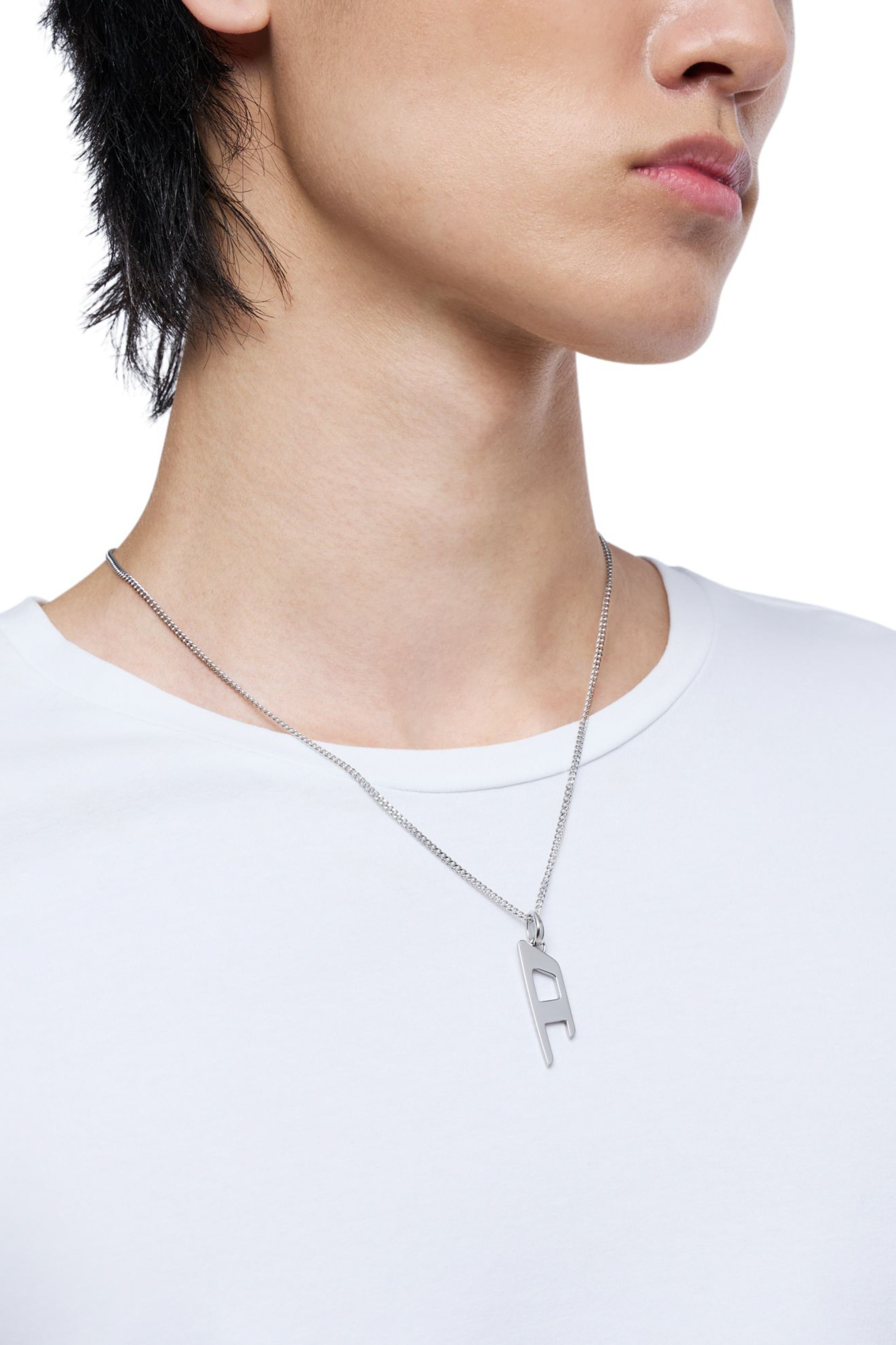Diesel - DX1625040 JEWELLERY, Collana con pendente logo D in acciaio Unisex in Argento - 4