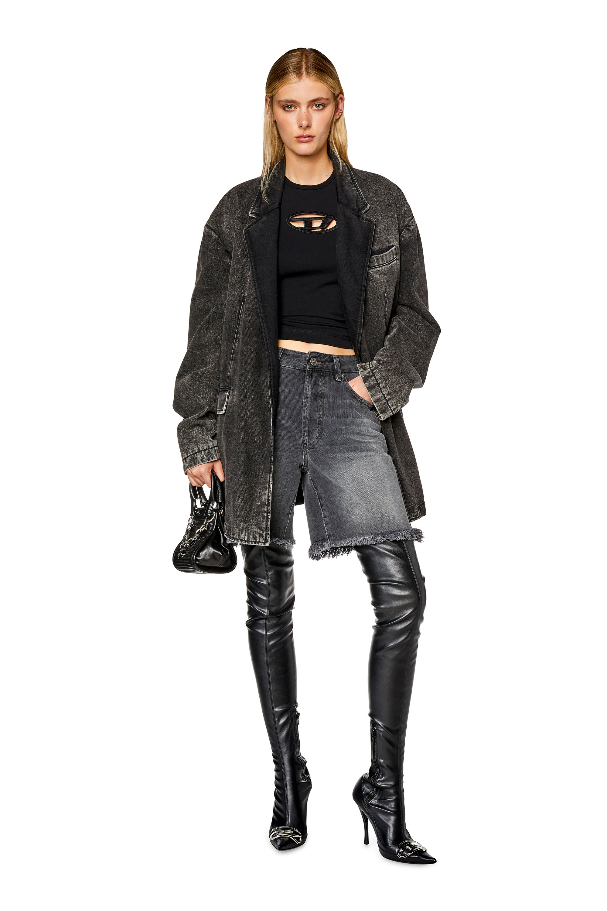 Diesel - T-ANGIE, T-shirt con logo peekaboo Donna in Nero - 1