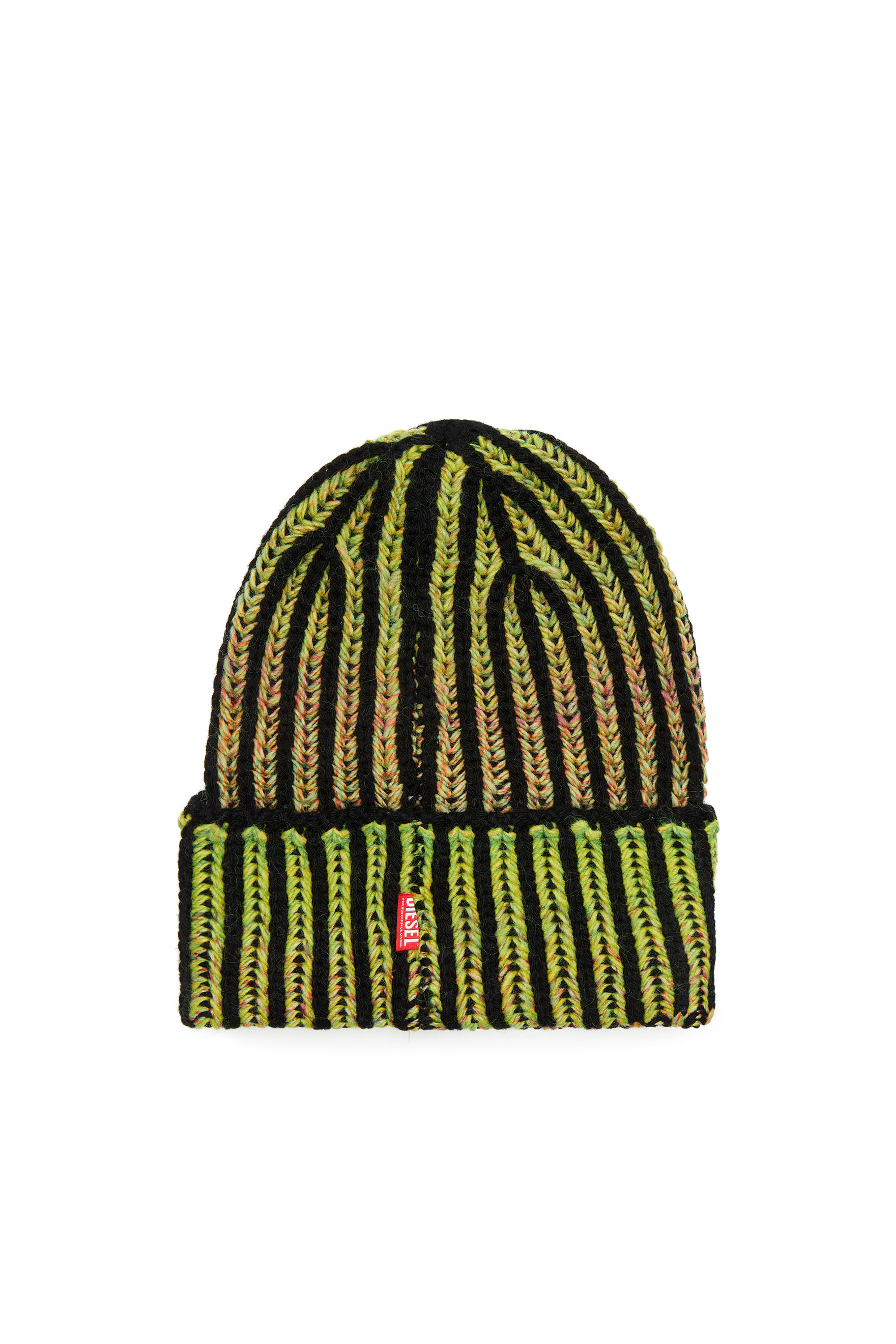 Diesel - K-BIRBY, Unisex Ribbed beanie with dégradé neon stripes in Multicolor - Image 2