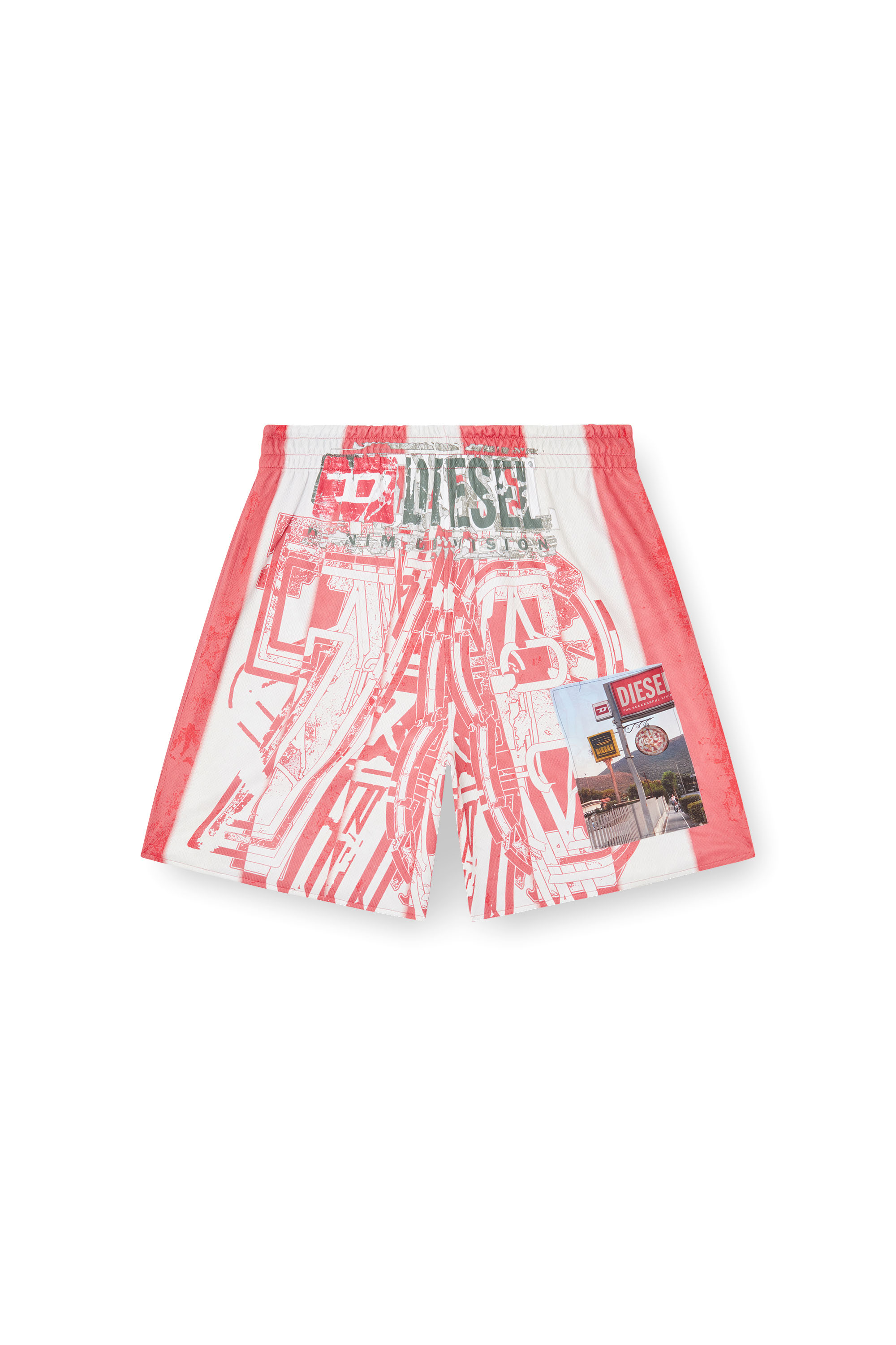 Diesel - P-KURT, Short a righe con patch fotografiche Uomo in ToBeDefined - 3