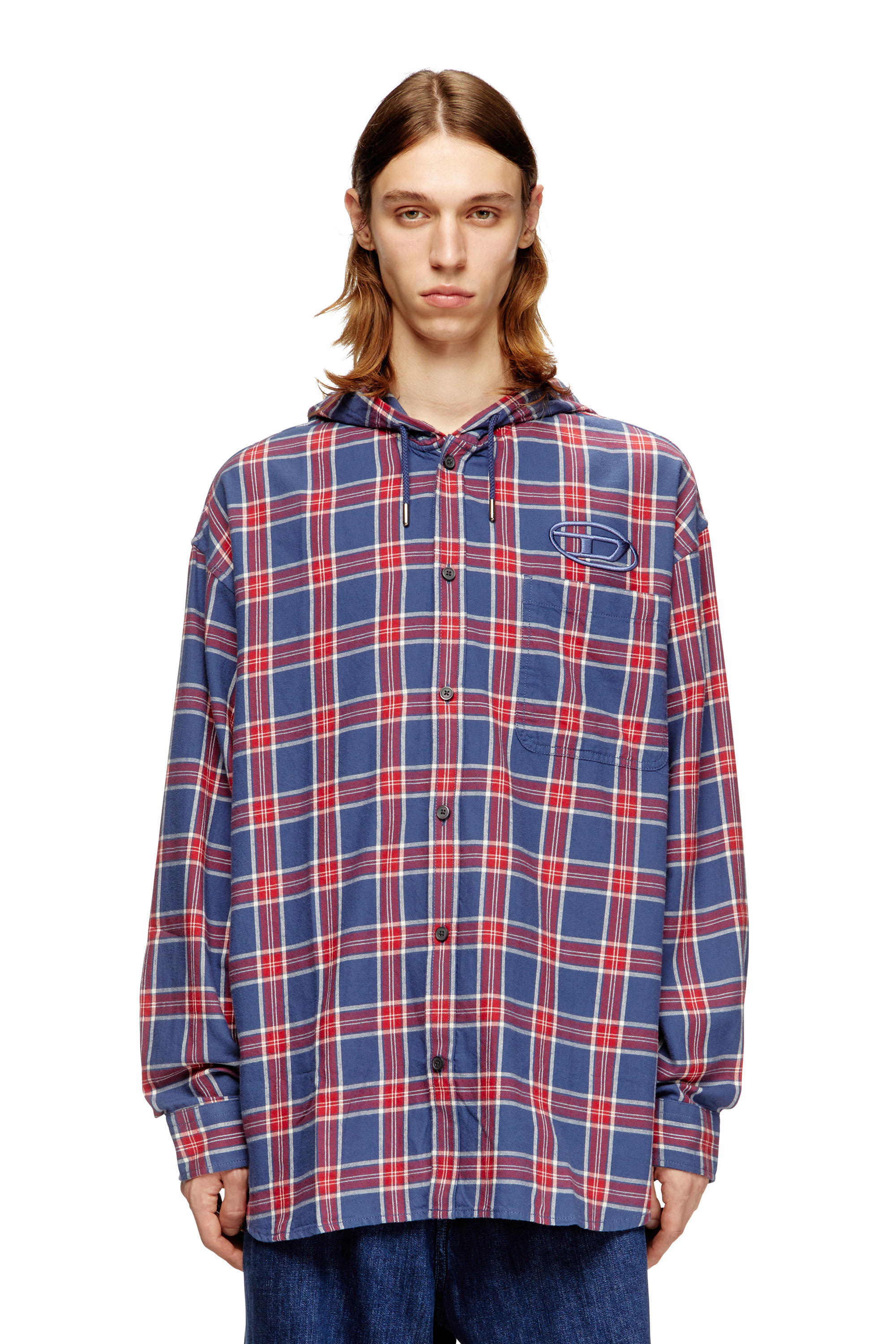 Diesel - S-DEWNY-HOOD-AJFI, Camicia con cappuccio in cotone e ricamo 3D Uomo in ToBeDefined - 1