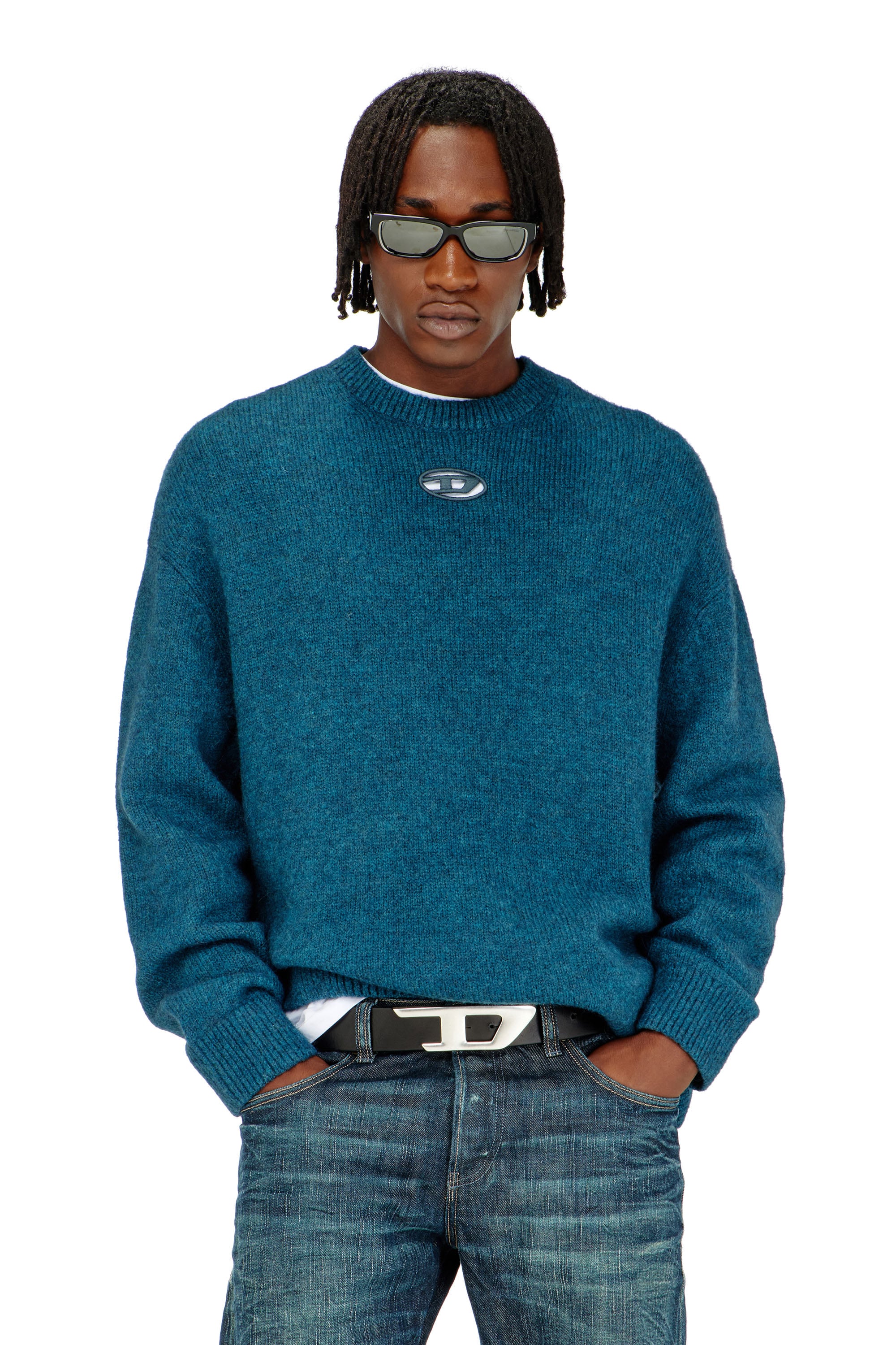 Diesel - K-AREESO, Maglia in misto lana e alpaca Uomo in Verde - 1
