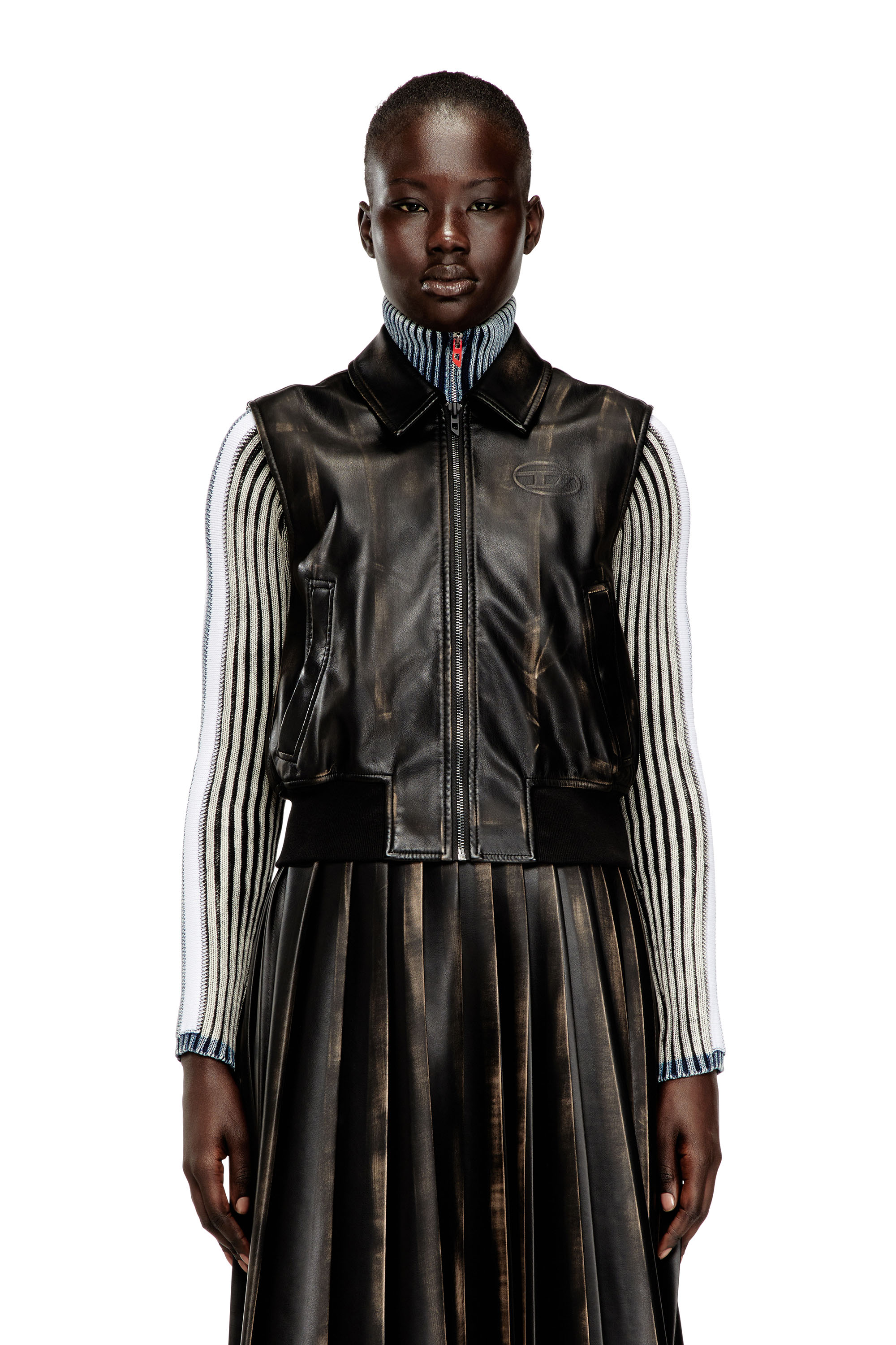 Diesel - G-INKO, Damen Bomberweste mit Used-Effekt in Braun - 1