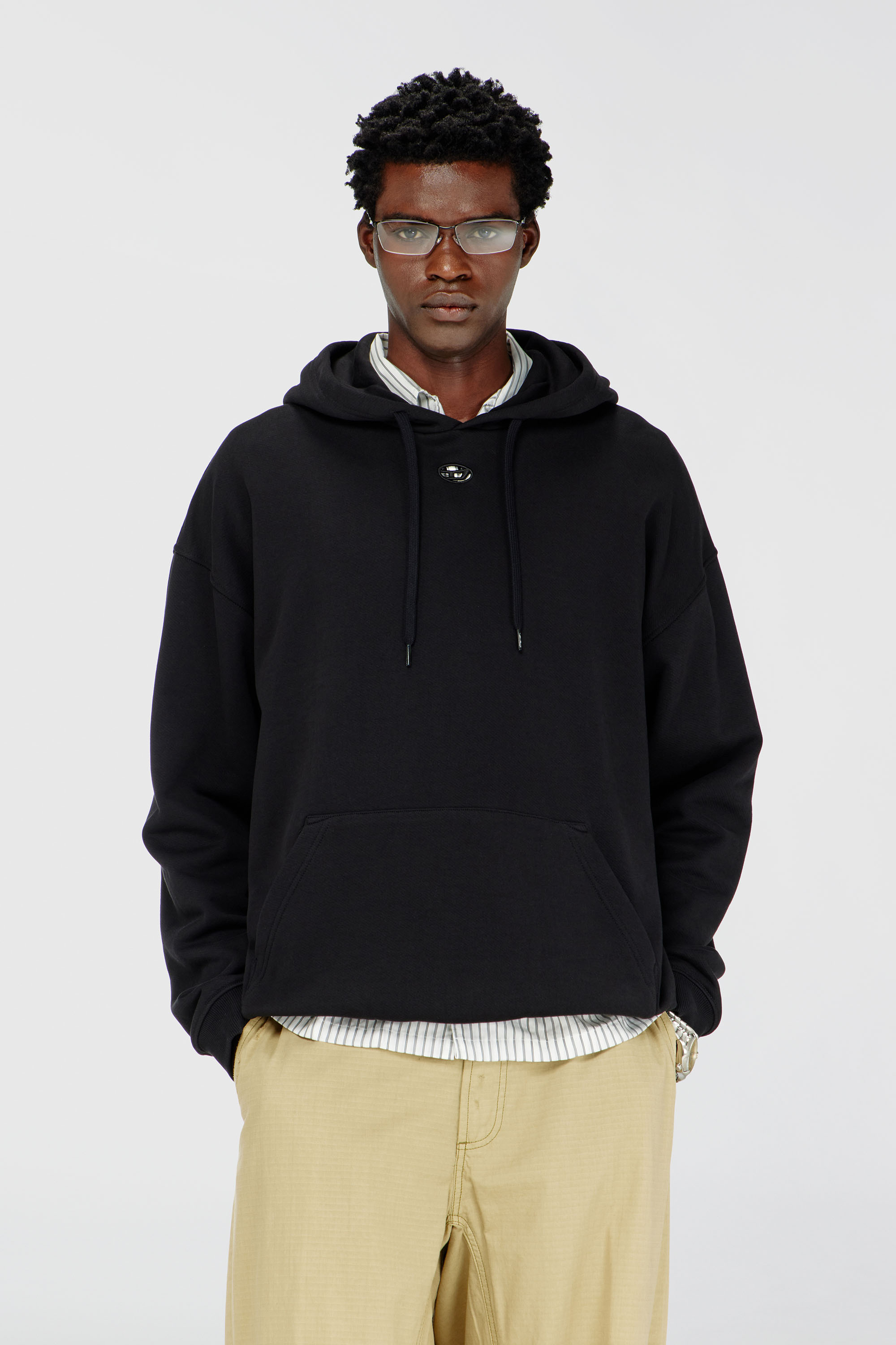 Diesel - S-BOXT-HOOD-DCO, Herren Locker geschnittener Hoodie mit K&auml;ngurutasche in Schwarz - 3