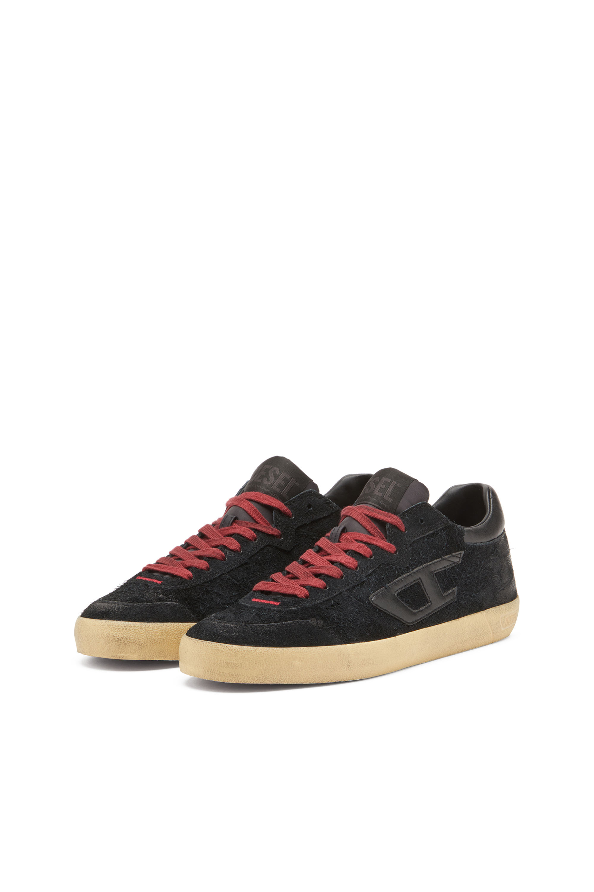 Diesel - S-LEROJI LOW, S-Leroji-Sneakers effet vieilli en cuir suédé poilu Homme in Noir - 9