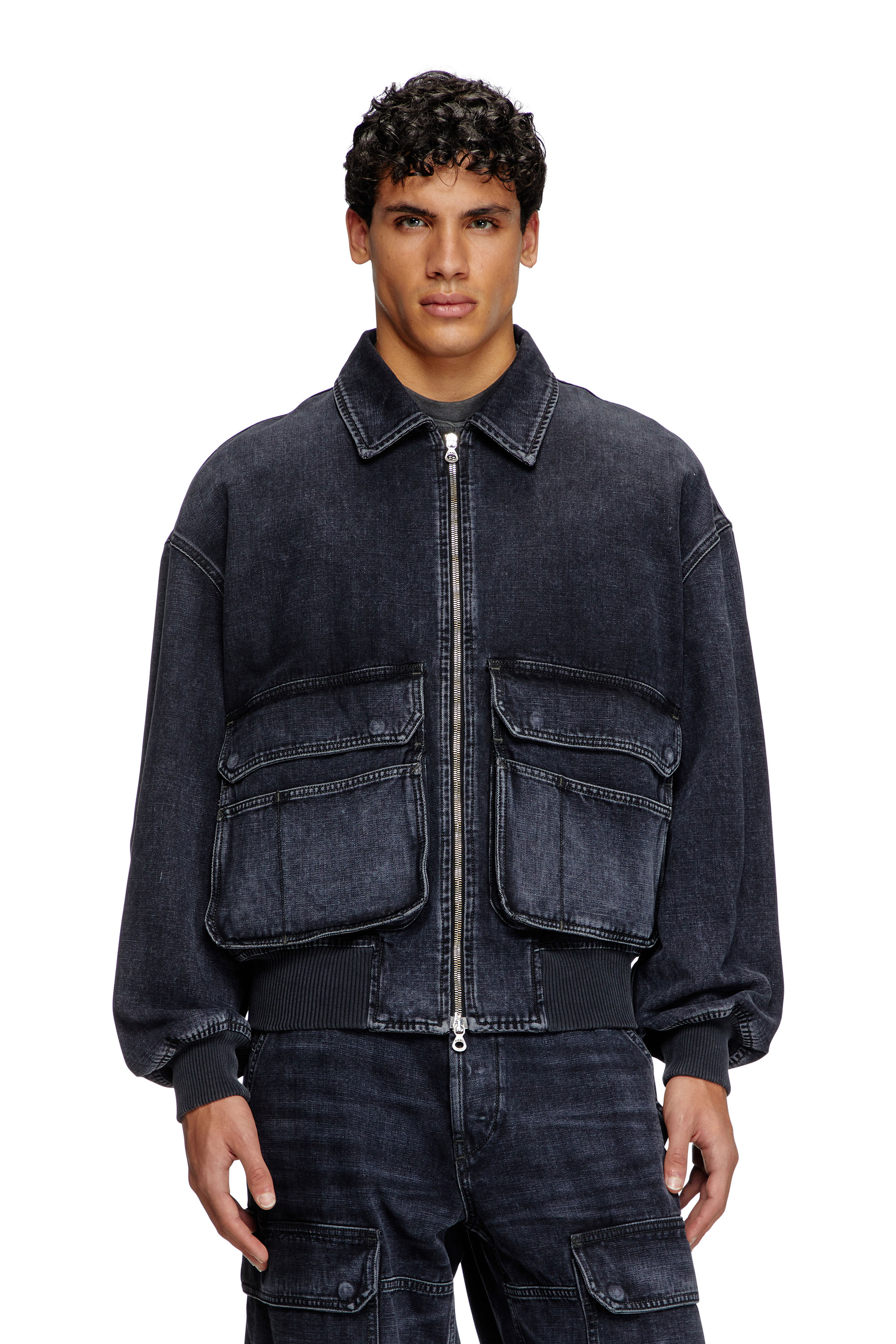 Diesel - D-KURZ, Unisex Jacke aus Denim in Köperbindung in Schwarz - 1