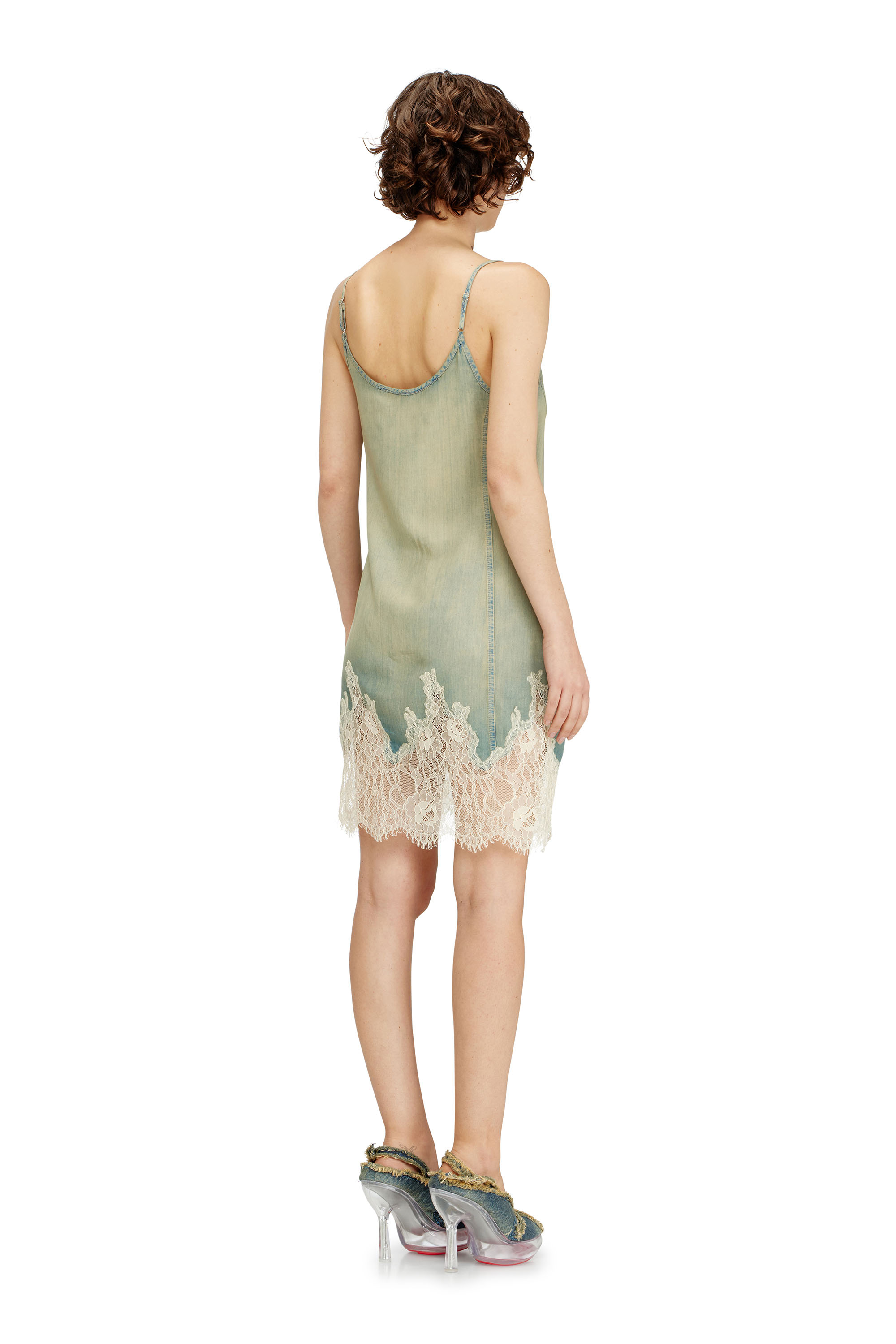Diesel - DE-ODRY-S, Abito corto in pizzo e denim Donna in Multicolor - 4