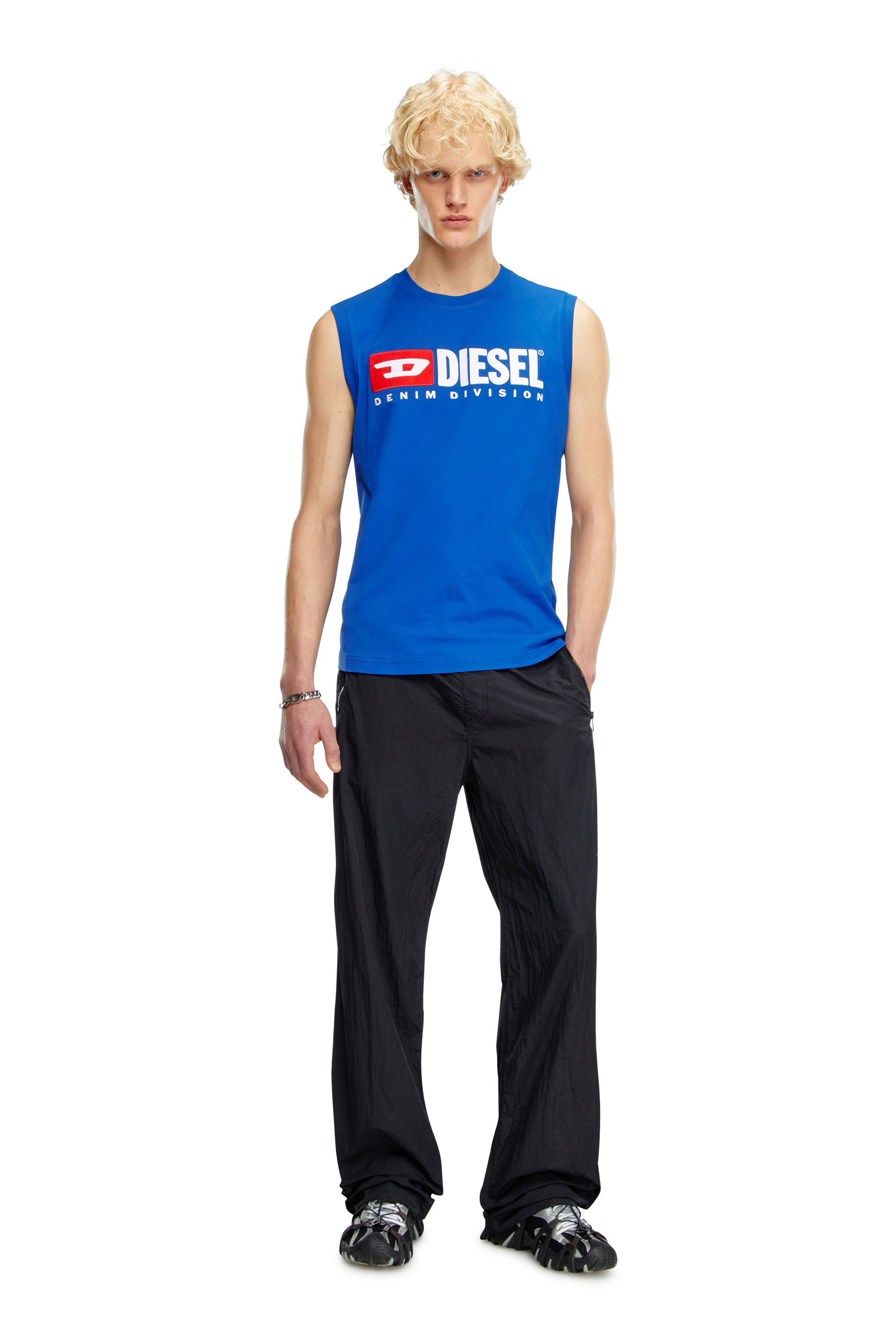 Diesel - T-ISCO-DIV, Herren Tanktop mit Logo-Print vorn in Blau - Image 2