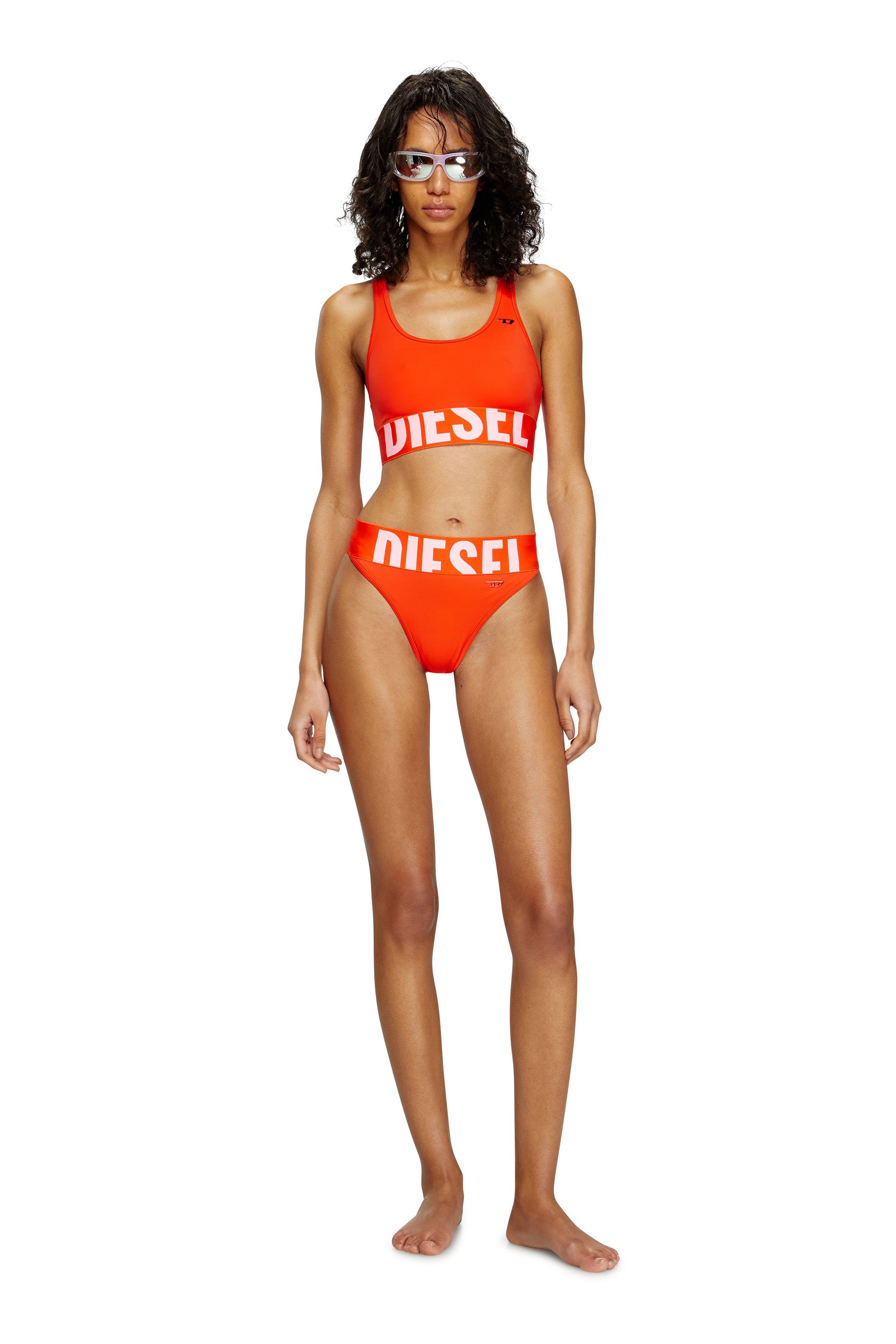 Diesel - LOLA-D-POP, Slip bikini con logo tagliato Donna in Arancione - 1