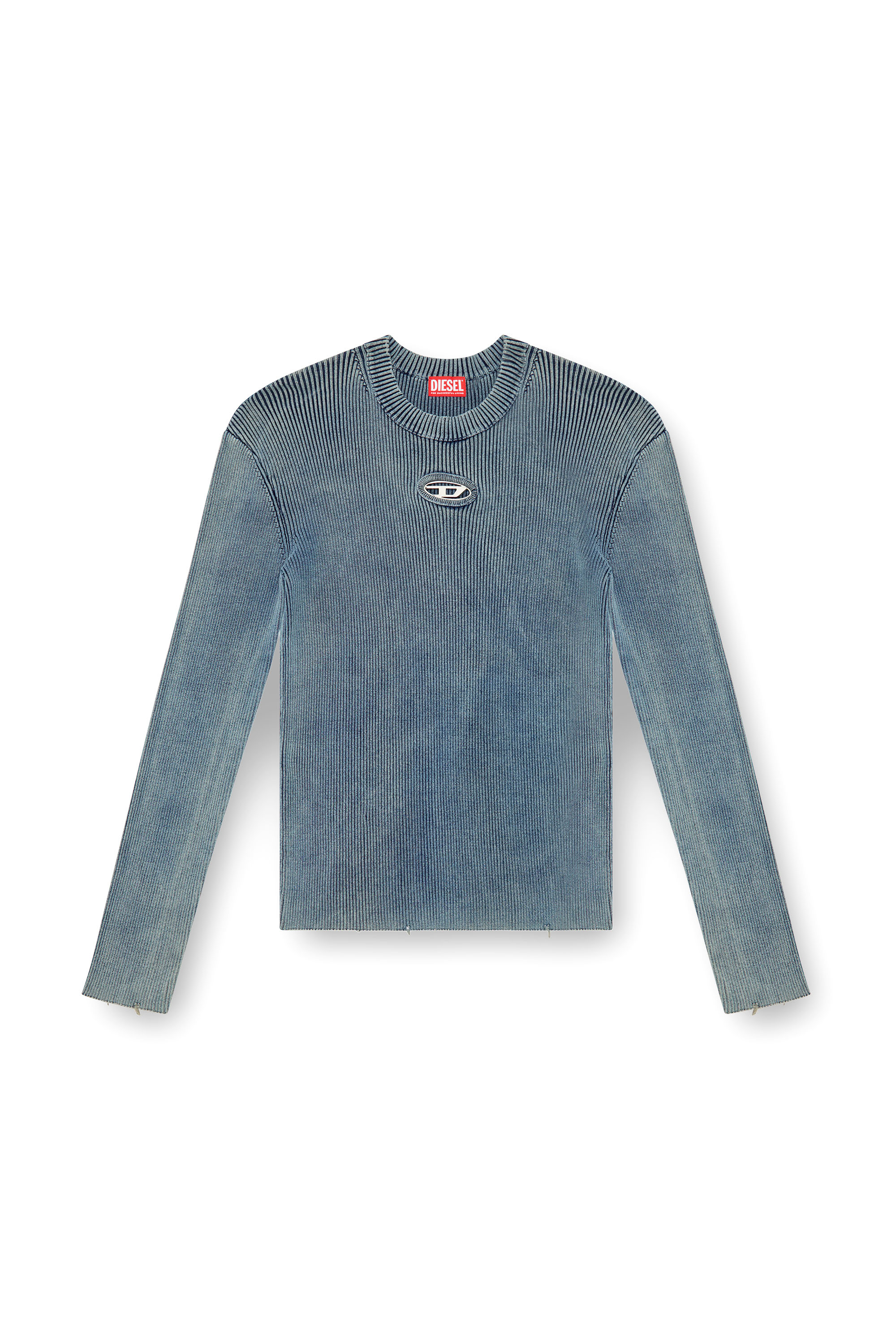 Diesel - K-DARIN-A, Homme Pull cut-out avec Oval D in Bleu - Image 3