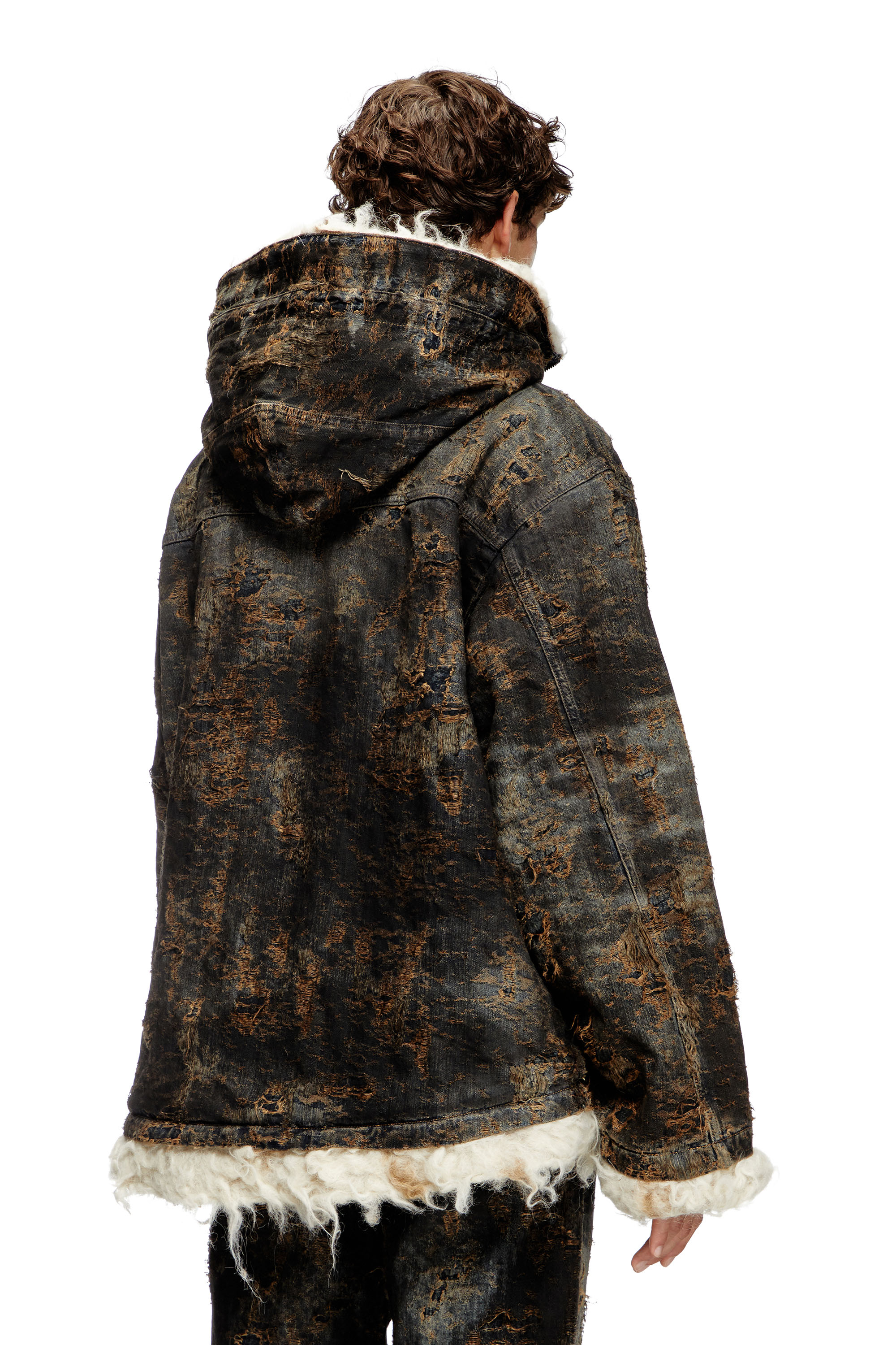 Diesel - D-ARAK-FSF, Anorak en denim jacquard enduit Mixte in Noir - 3