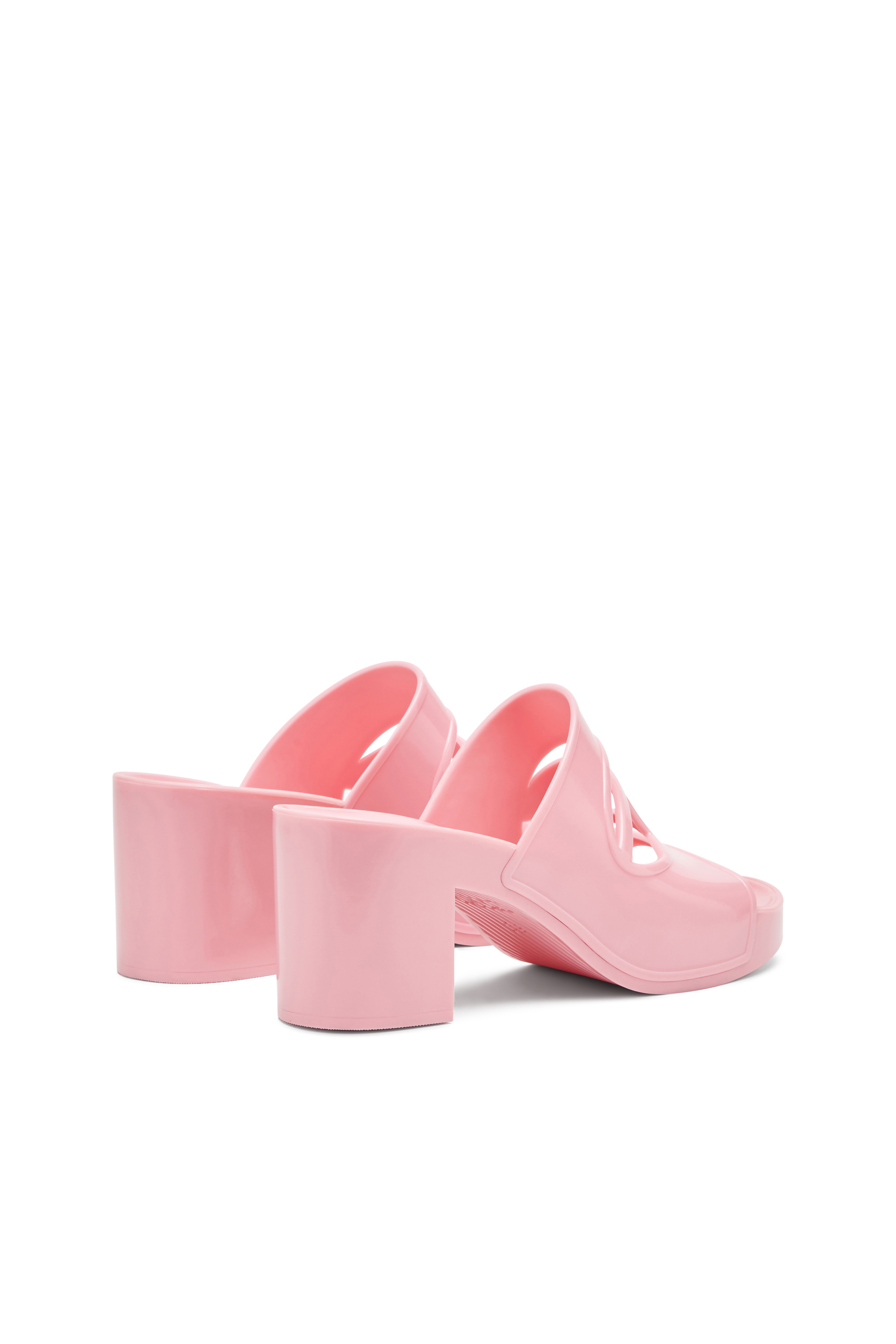 Diesel - SA-BONNIE, Sa-Bonnie-Slides en caoutchouc à talons avec logo ajouré Femme in Rose - 3