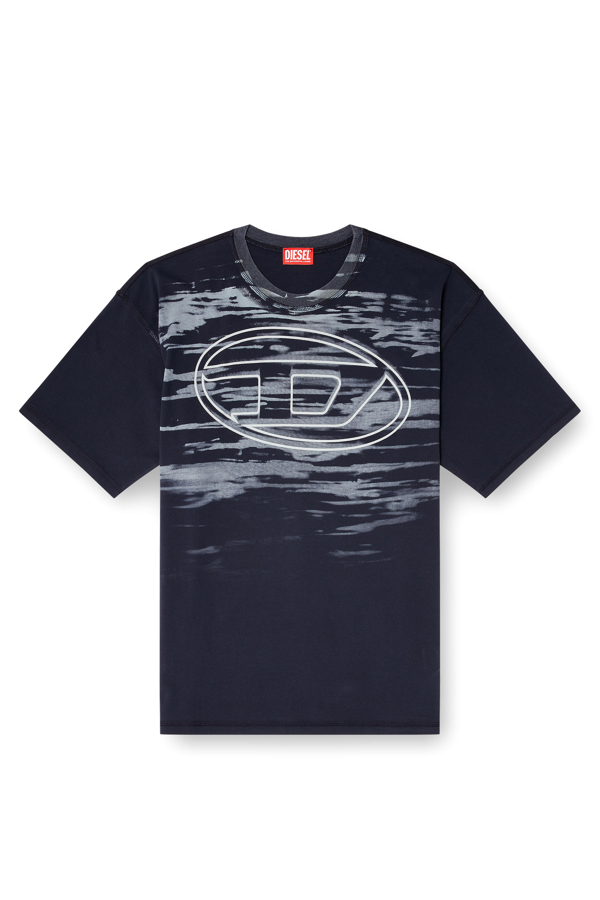Diesel - T-BOXT-T5, T-shirt en coton avec imprimé Oval D Homme in Bleu - 3