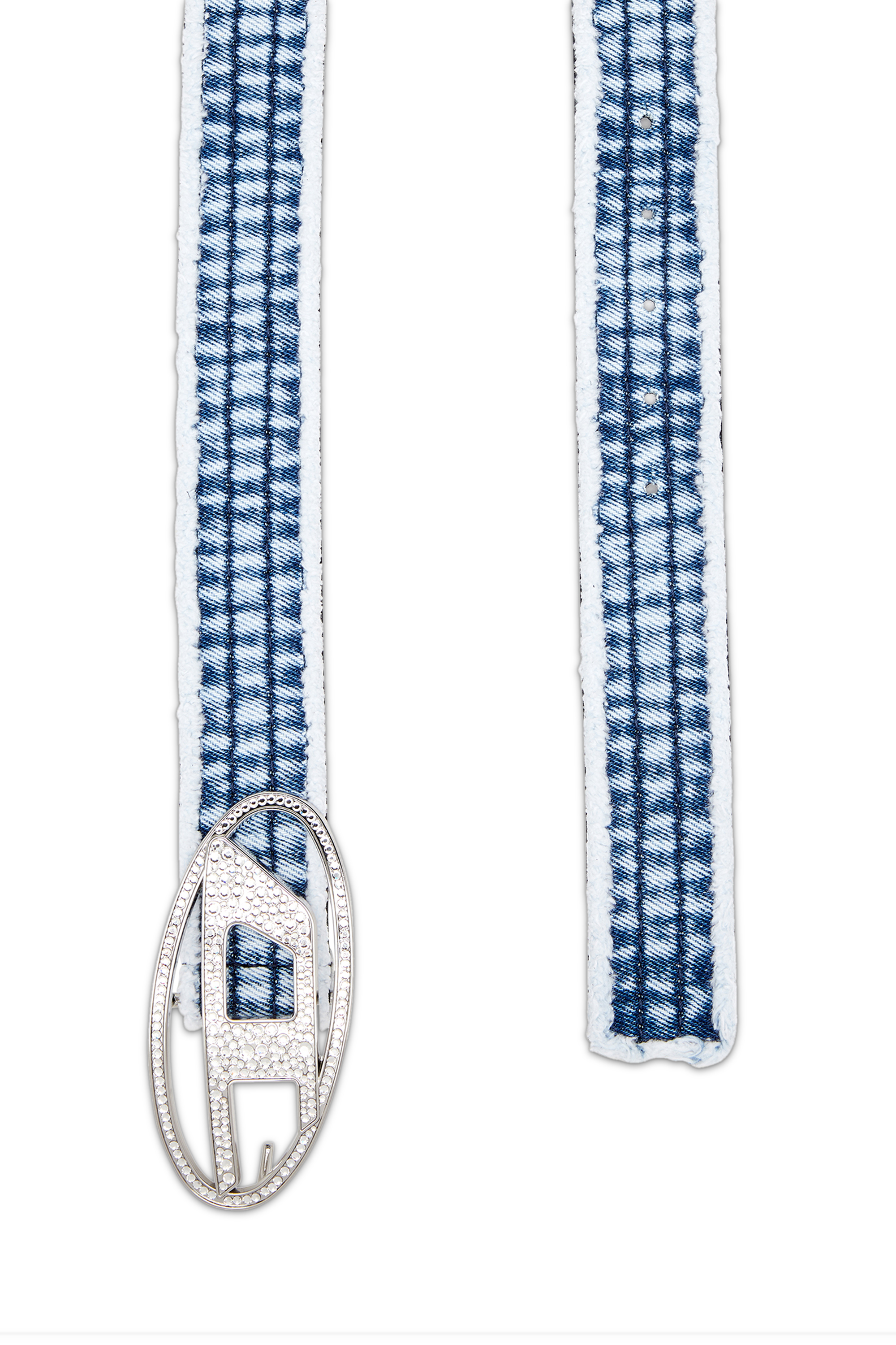 Diesel - B-1DR STRASS, Ceinture en denim et cuir avec boucle en cristal Femme in Bleu - 2