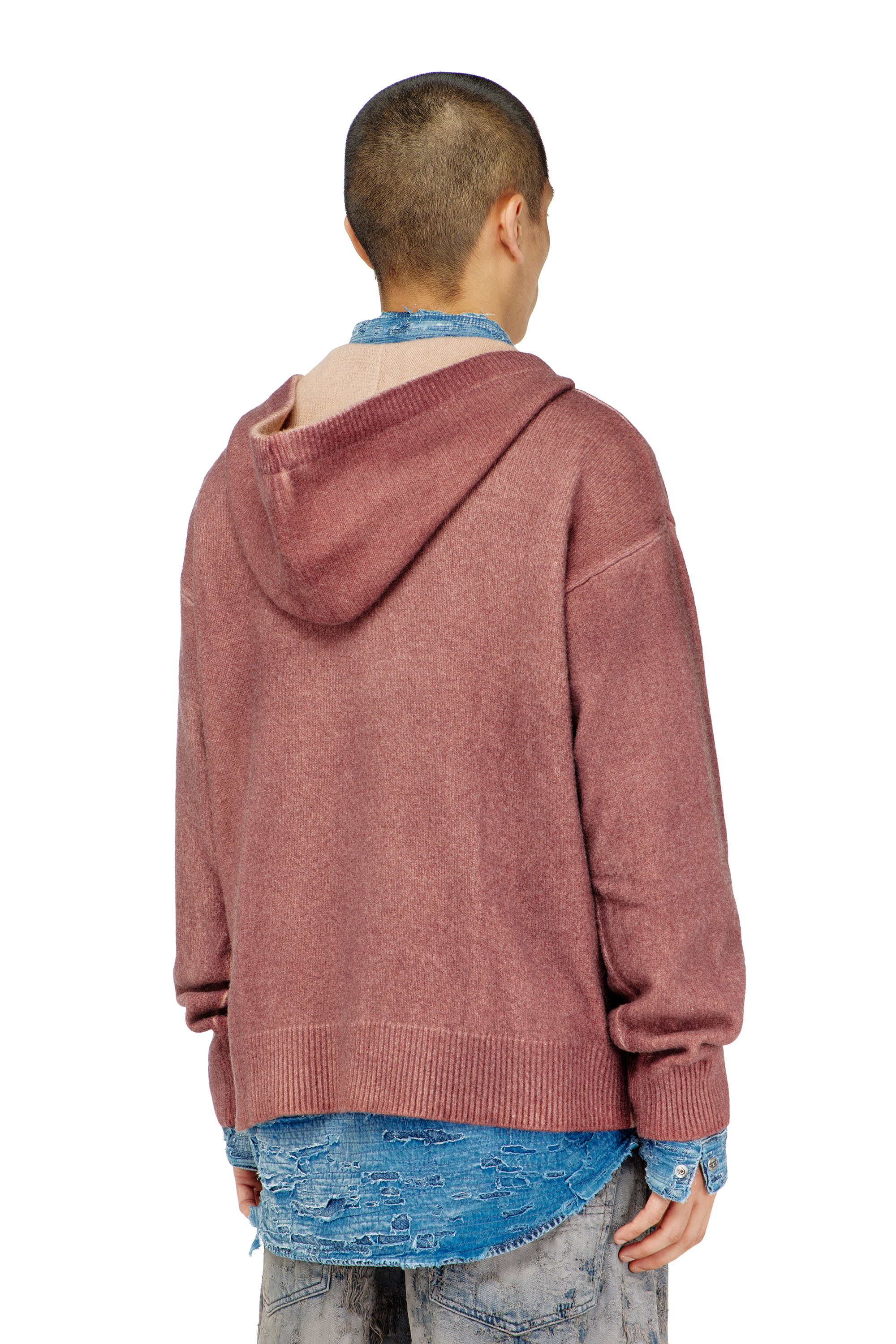 Diesel - K-PICKLED, Sweat &agrave; capuche double teinture en maille m&eacute;lang&eacute;e laine Homme in ToBeDefined - 4