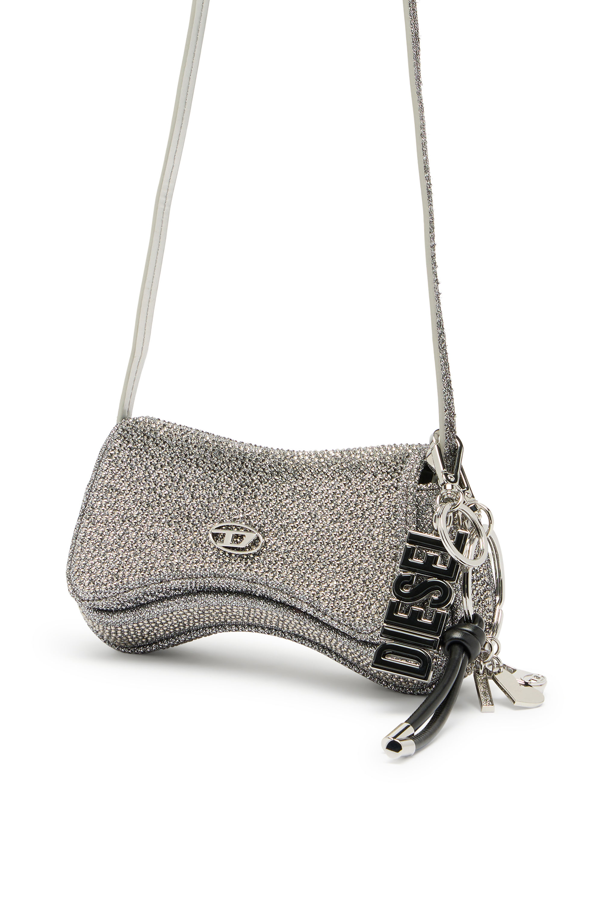 Diesel - PLAY CROSSBODY XS, Damen Play-Mini Crossbody-Tasche aus Crystal Lurex in Silber - 2