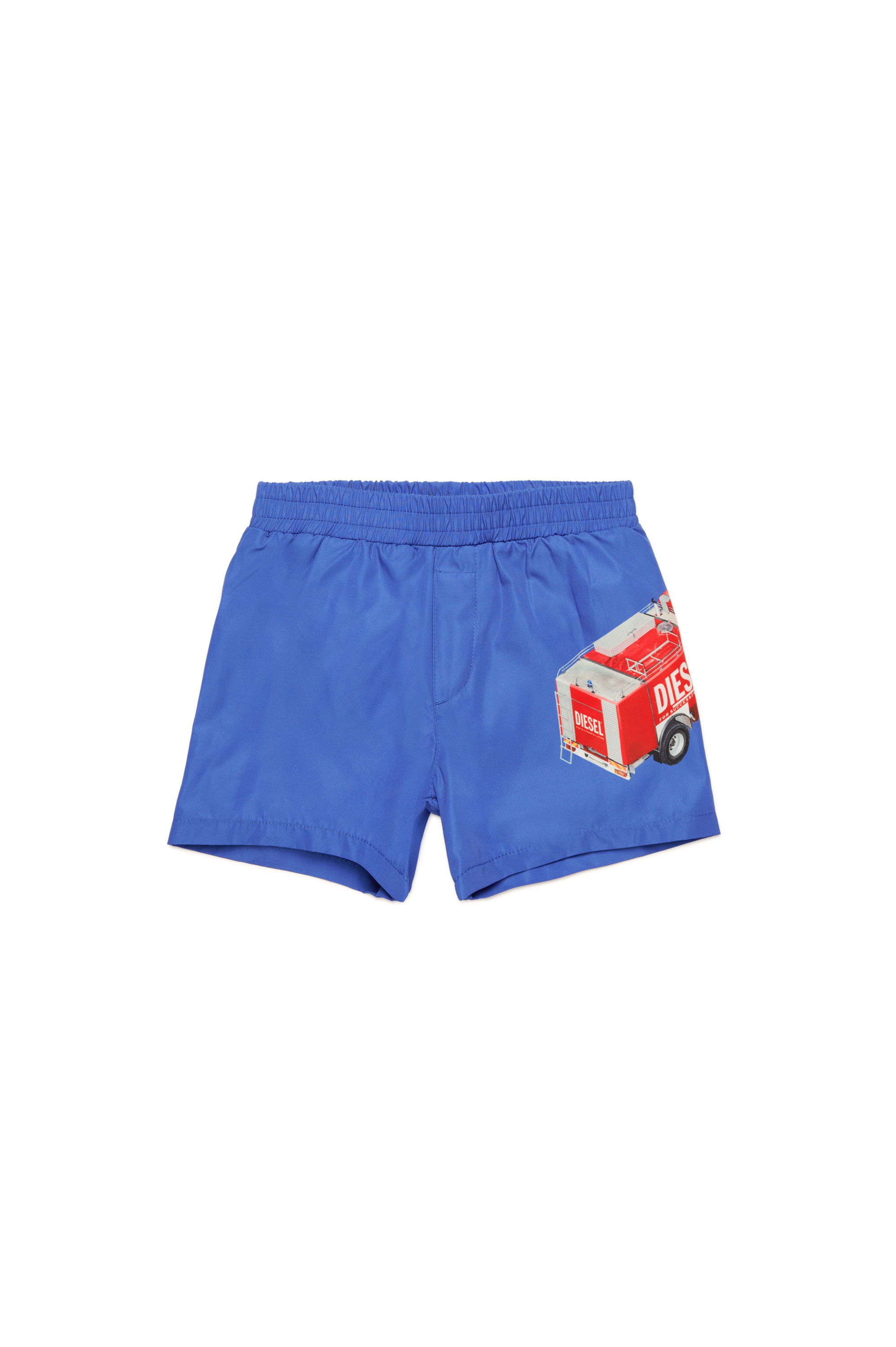 Diesel - MIPERRIB, Short de bain avec imprimé camion de pompiers Homme in Bleu - 1