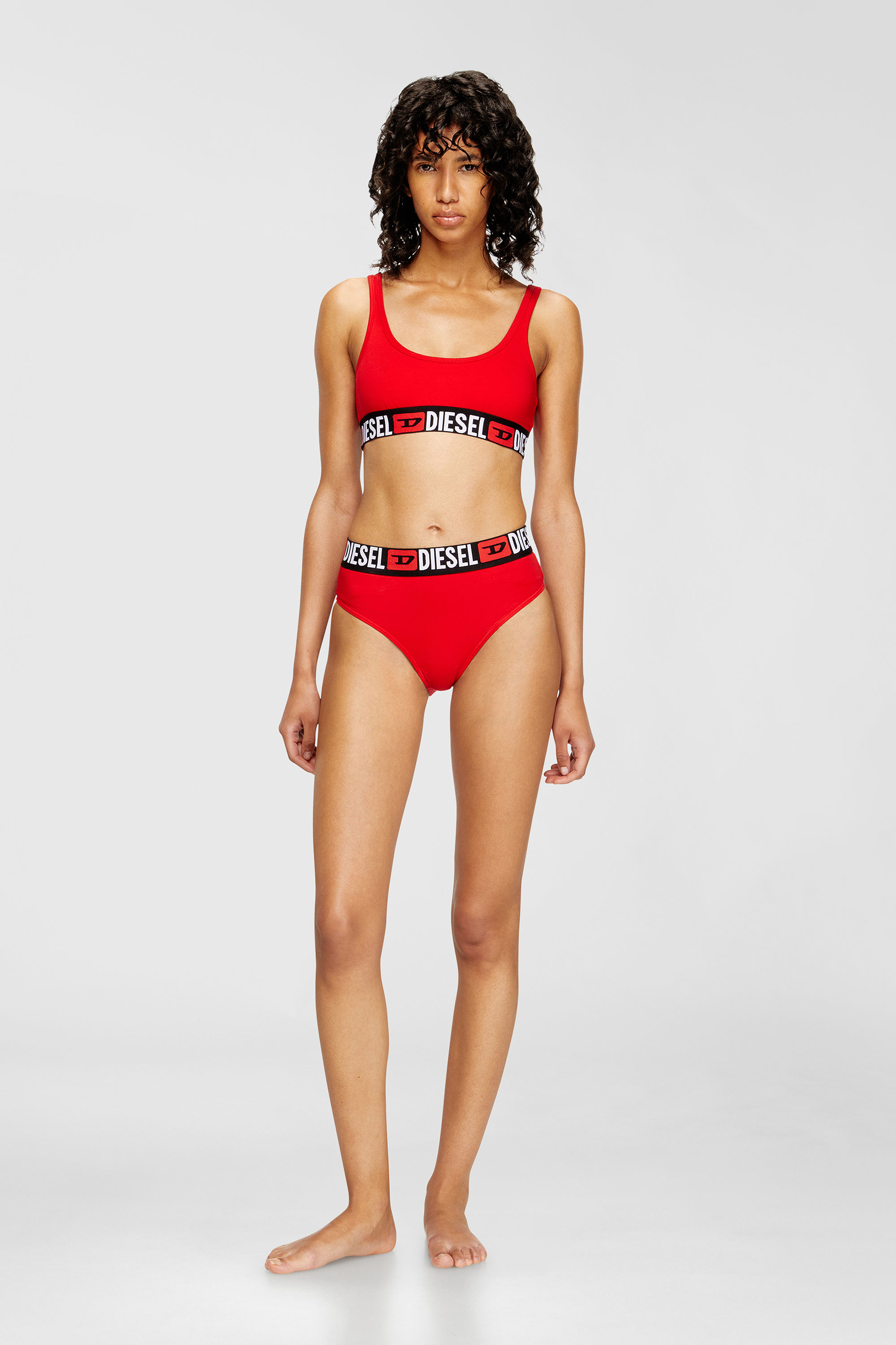 Diesel - UFSB-ORIBA, Bralette avec bande logo Femme in Rouge - 2
