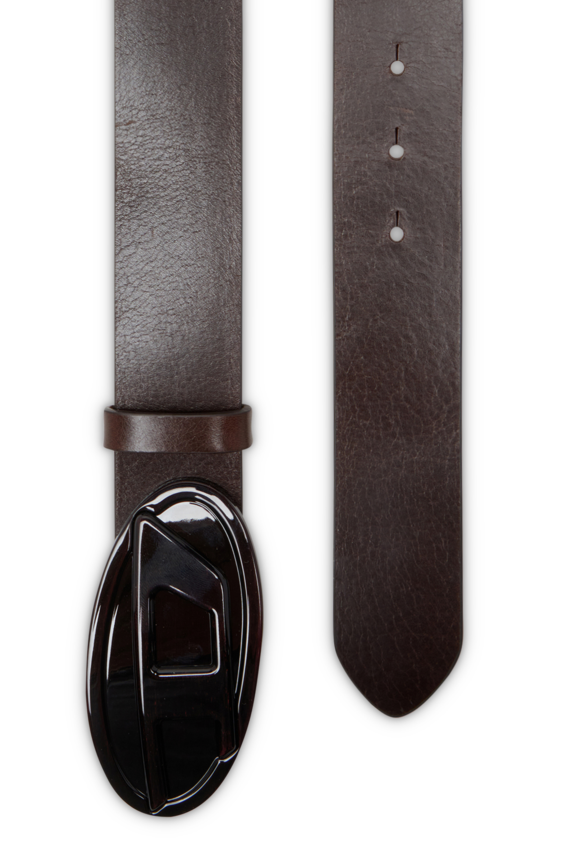 Diesel - B-1DR 2.0, Ceinture en cuir de 4 cm avec boucle Oval D scintillante Femme in Marron - 2