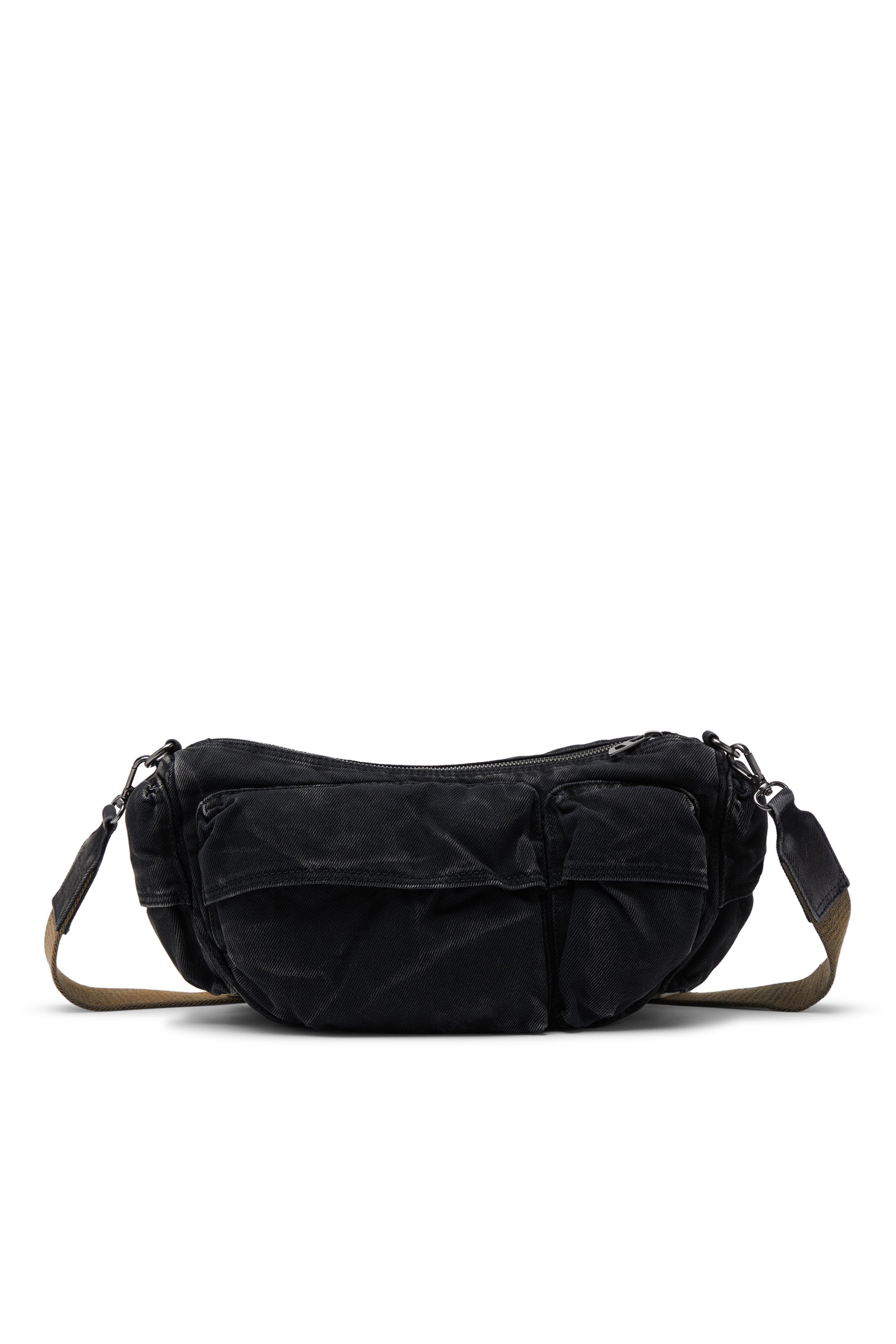 Diesel - MULTI-PKTS SHOULDER BAG X, Unisex Multipocket-Tasche aus gewaschenem Denim in Schwarz - 2