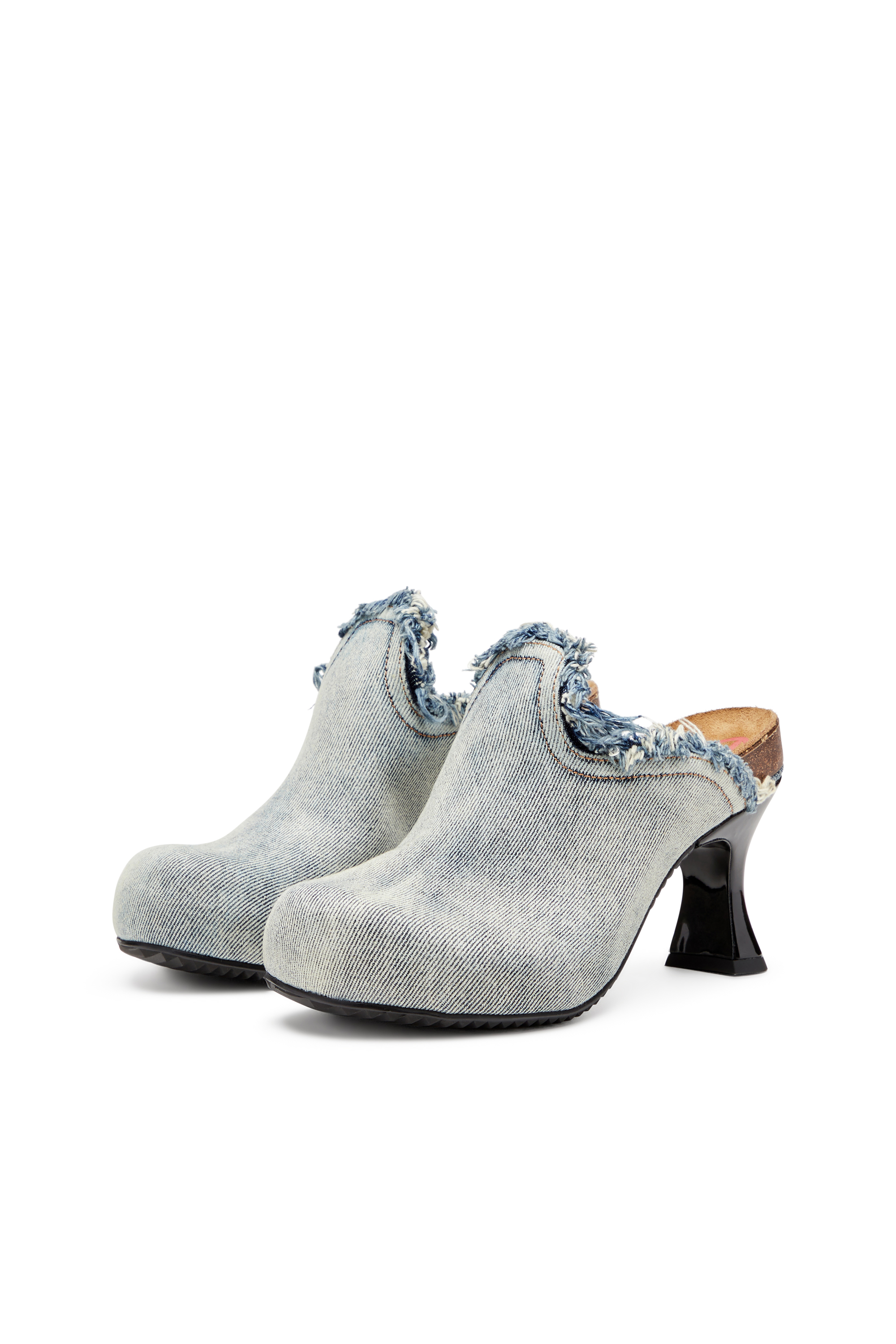 Diesel - D-WOODSTOCK ML W, Damen D-Woodstock-Pantoletten aus ausgefranstem Denim in Hellblau - 8