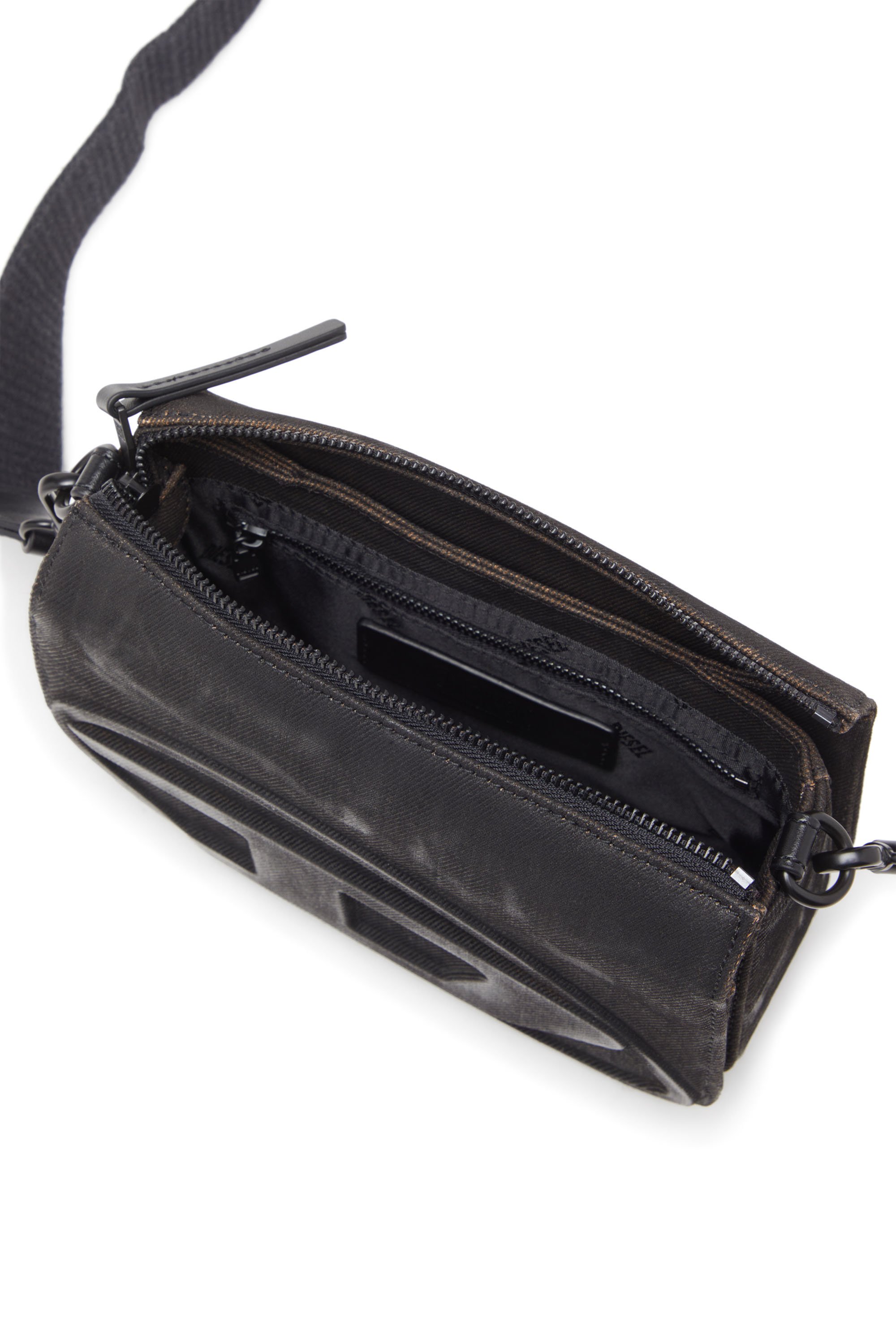 Diesel - 1DR CAMERA BAG, Camera bag in denim flock Uomo in Nero - 4